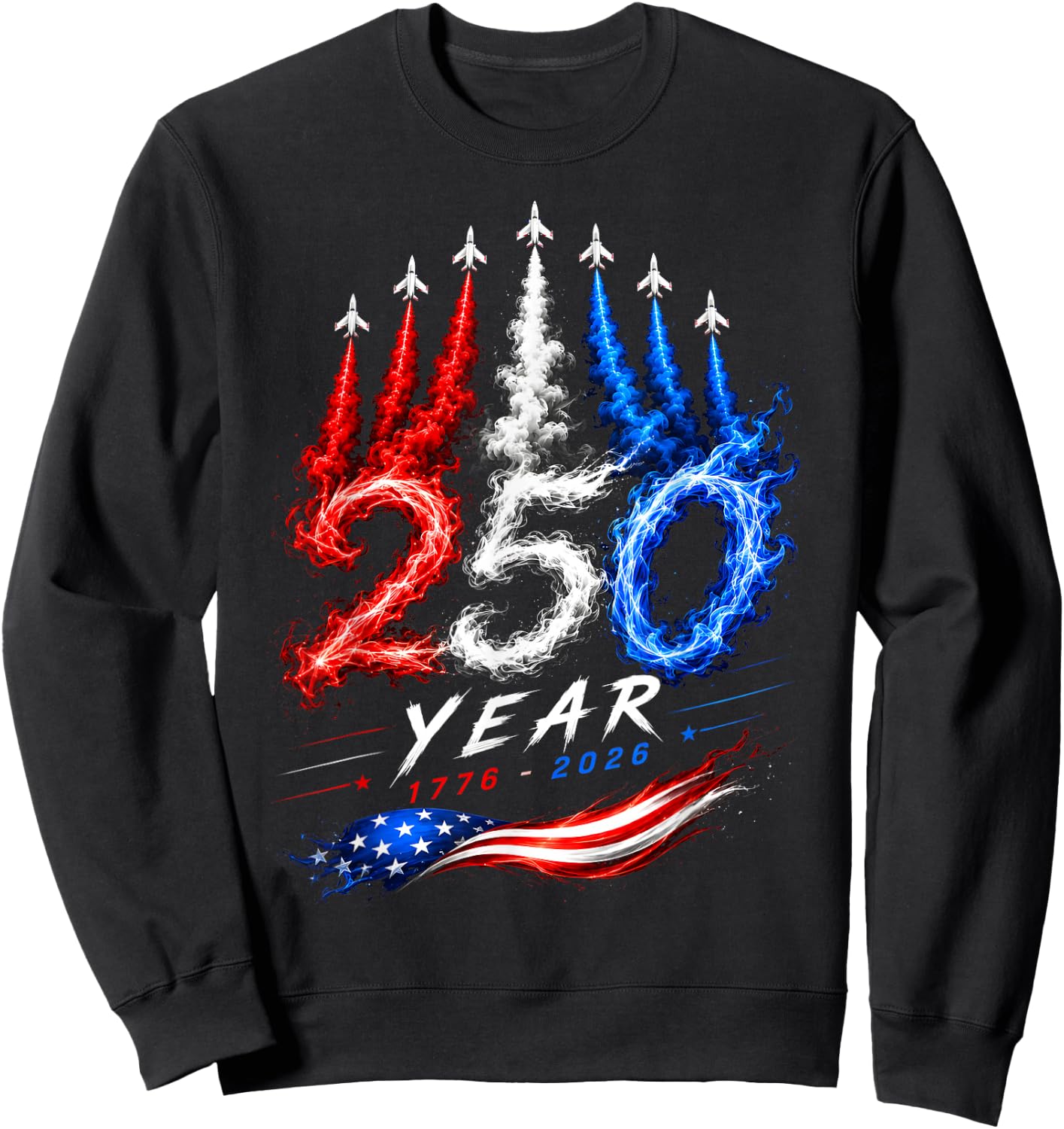 250 Years American Anniversary USA Patriotic 4th July 250 Sweatshirt - Sweatshirt | Black