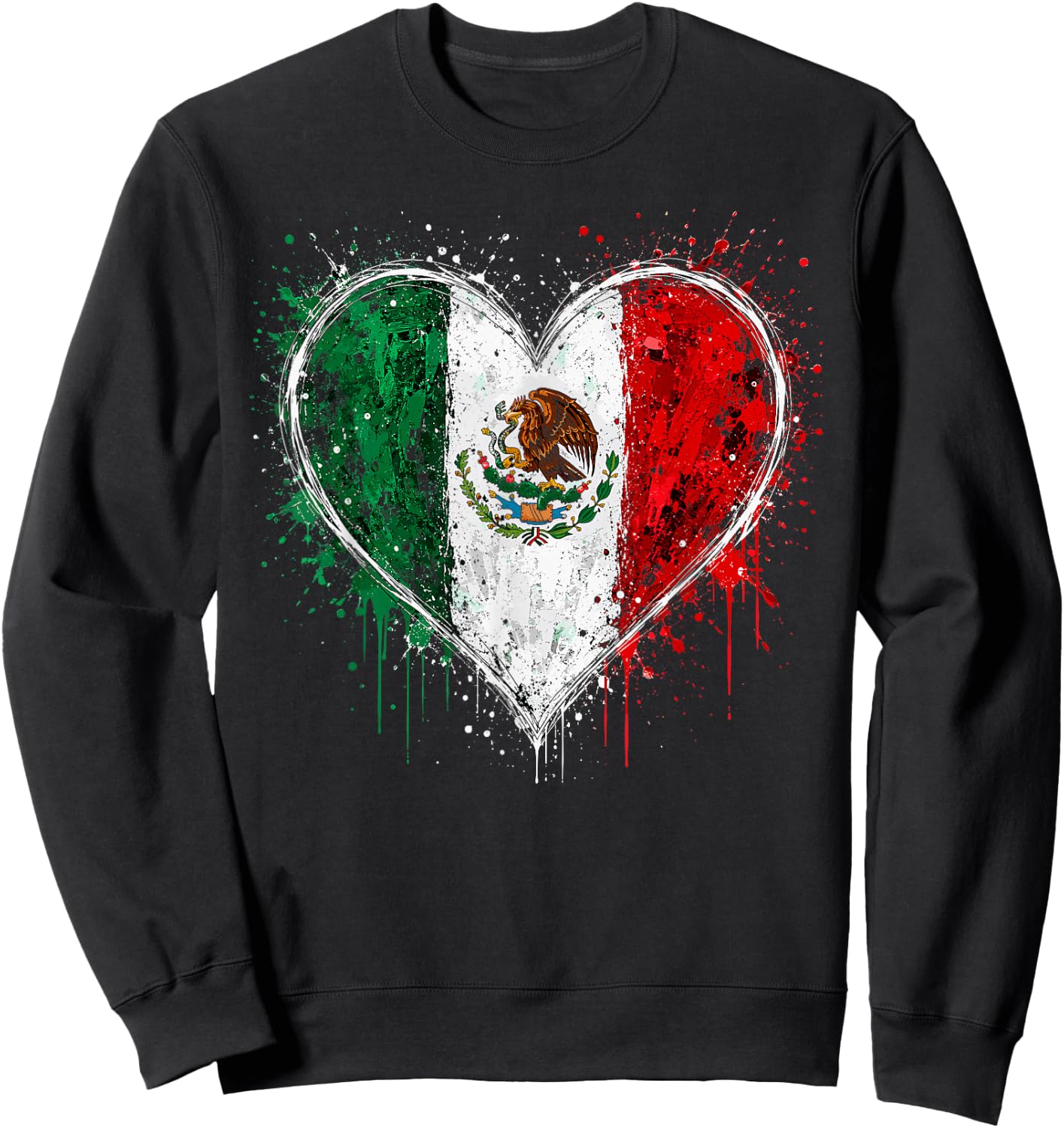 Mexico Flag Heart Sweatshirt - Sweatshirt | Black