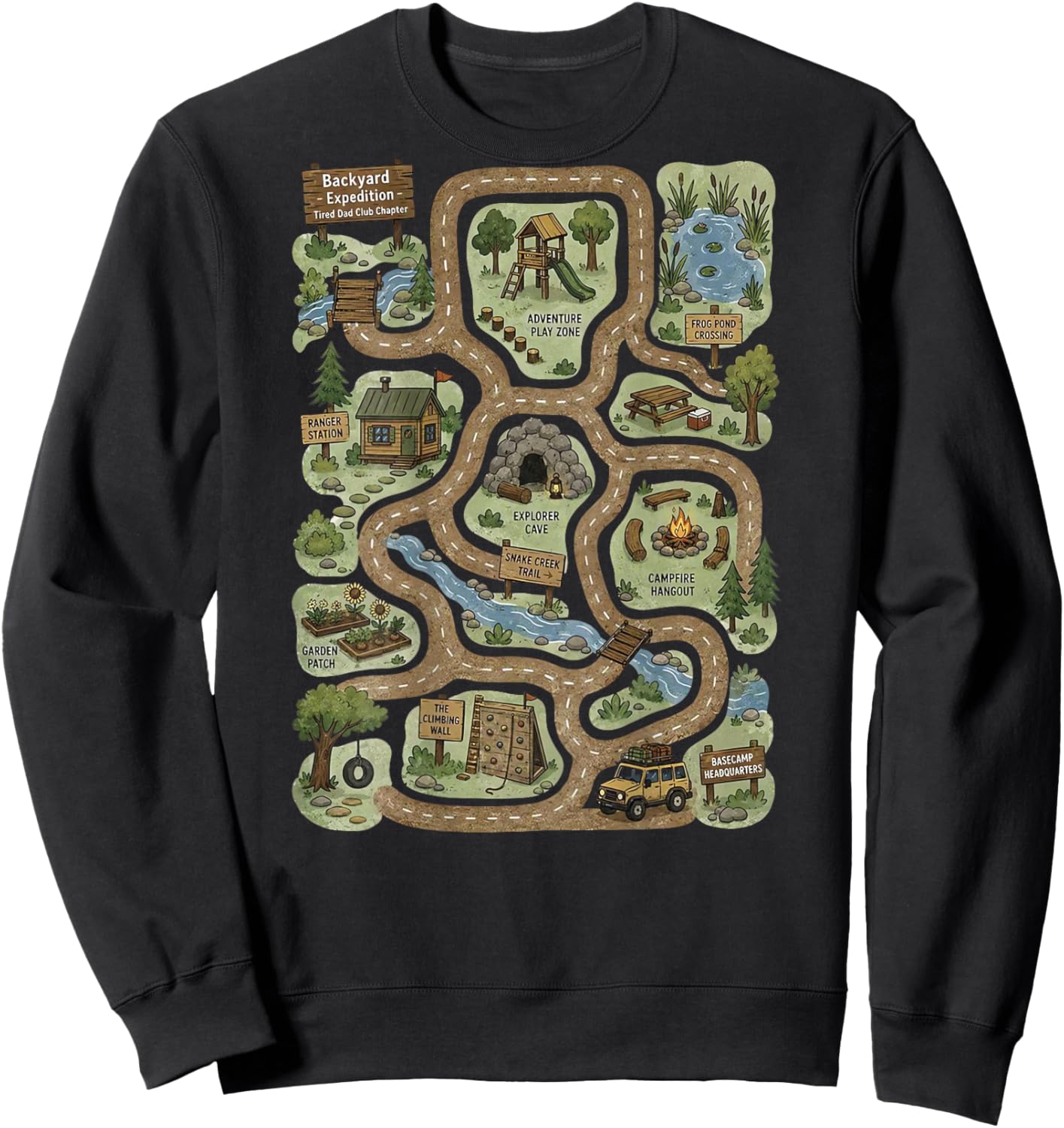 Retro Tired Dad Club Mat Road Car Race Track Fathers Day Sweatshirt - Sweatshirt | Black