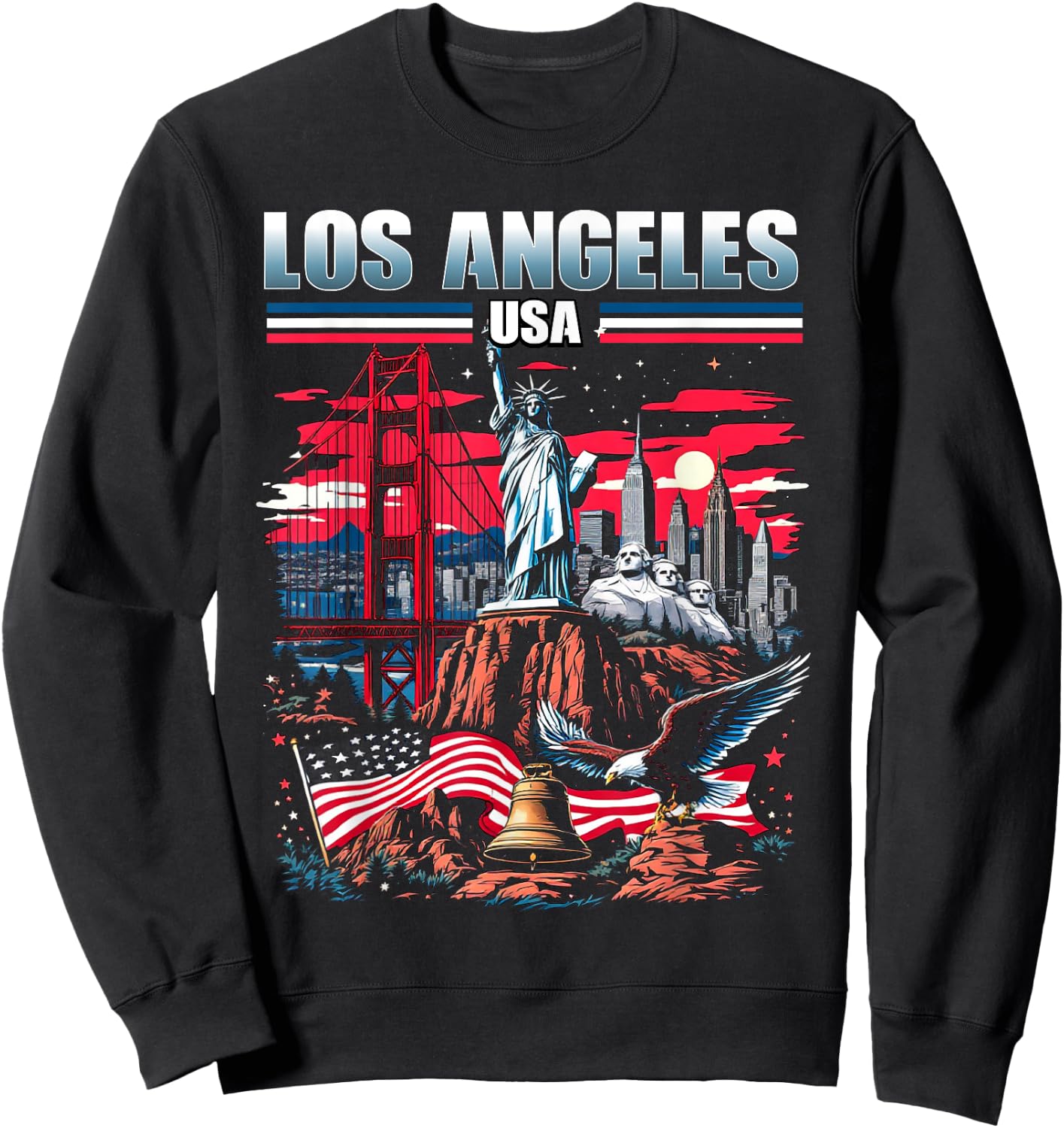 Los Angeles USA America Souvenir LA Vacation Travel Sweatshirt - Sweatshirt | Black