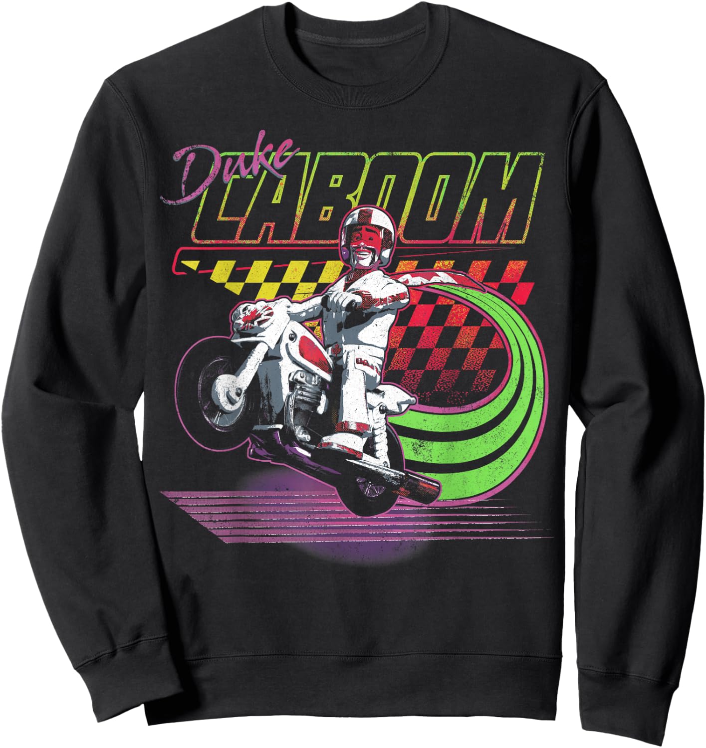 Disney Pixar Toy Story 4 Duke Caboom Neon Colors Poster Sweatshirt - Sweatshirt | Black