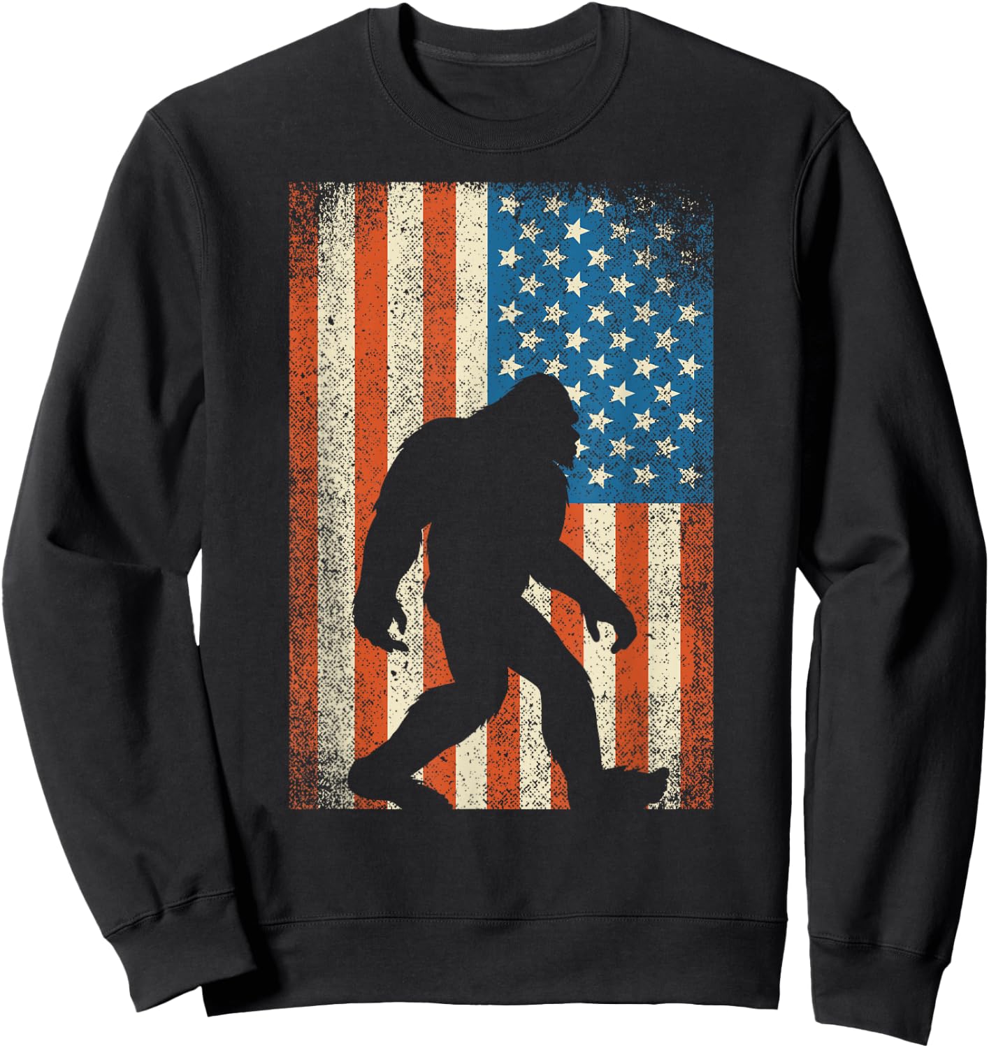 Bigfoot Sasquatch I Believe Patriot American Flag USA Sweatshirt - Sweatshirt | Black