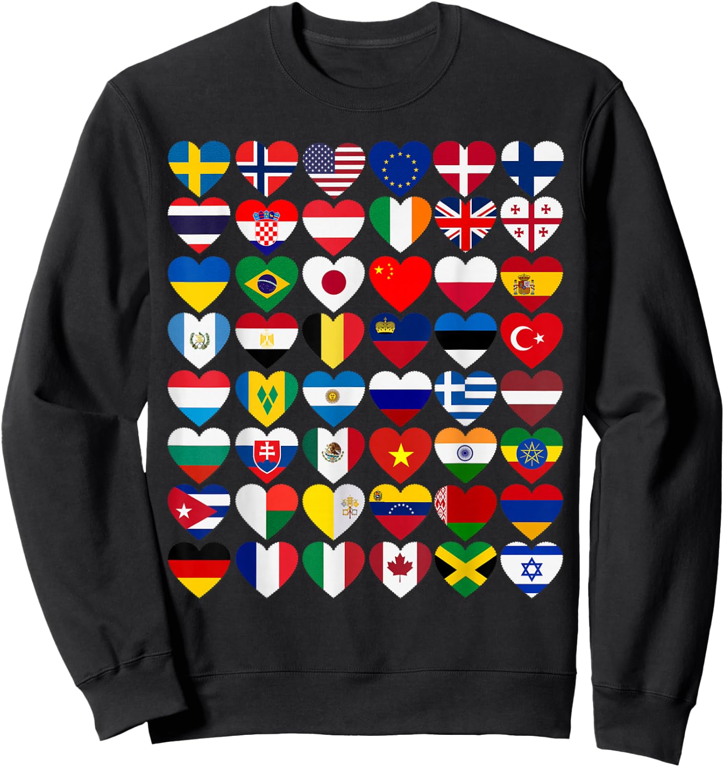 Flags of the Countries of the World,International Gift Short Sleeve Sweatshirt - Sweatshirt | Black