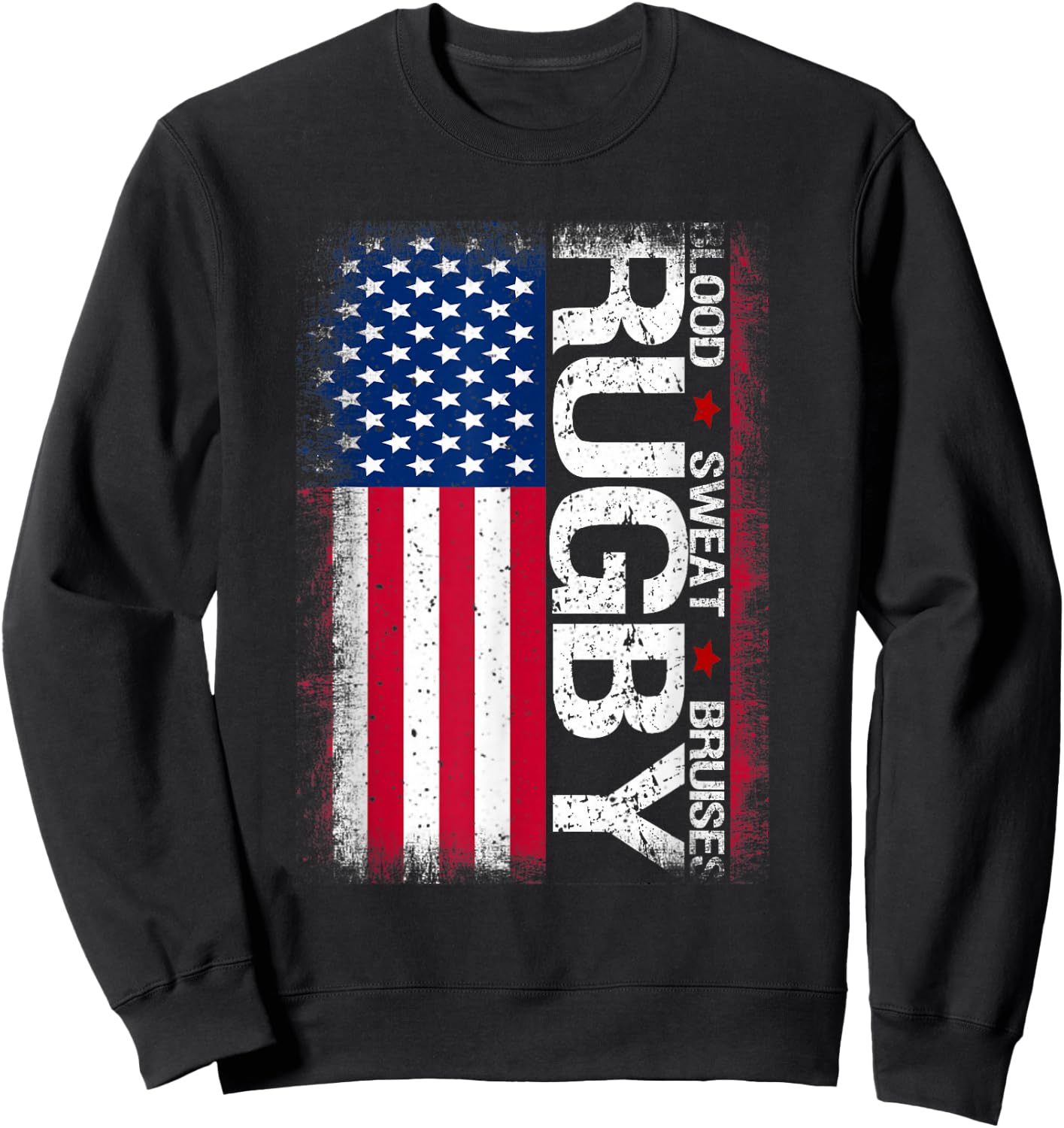 USA Rugby American Flag Distressed Rugby 4th of July Gift Small Sweatshirt - Sweatshirt | Black