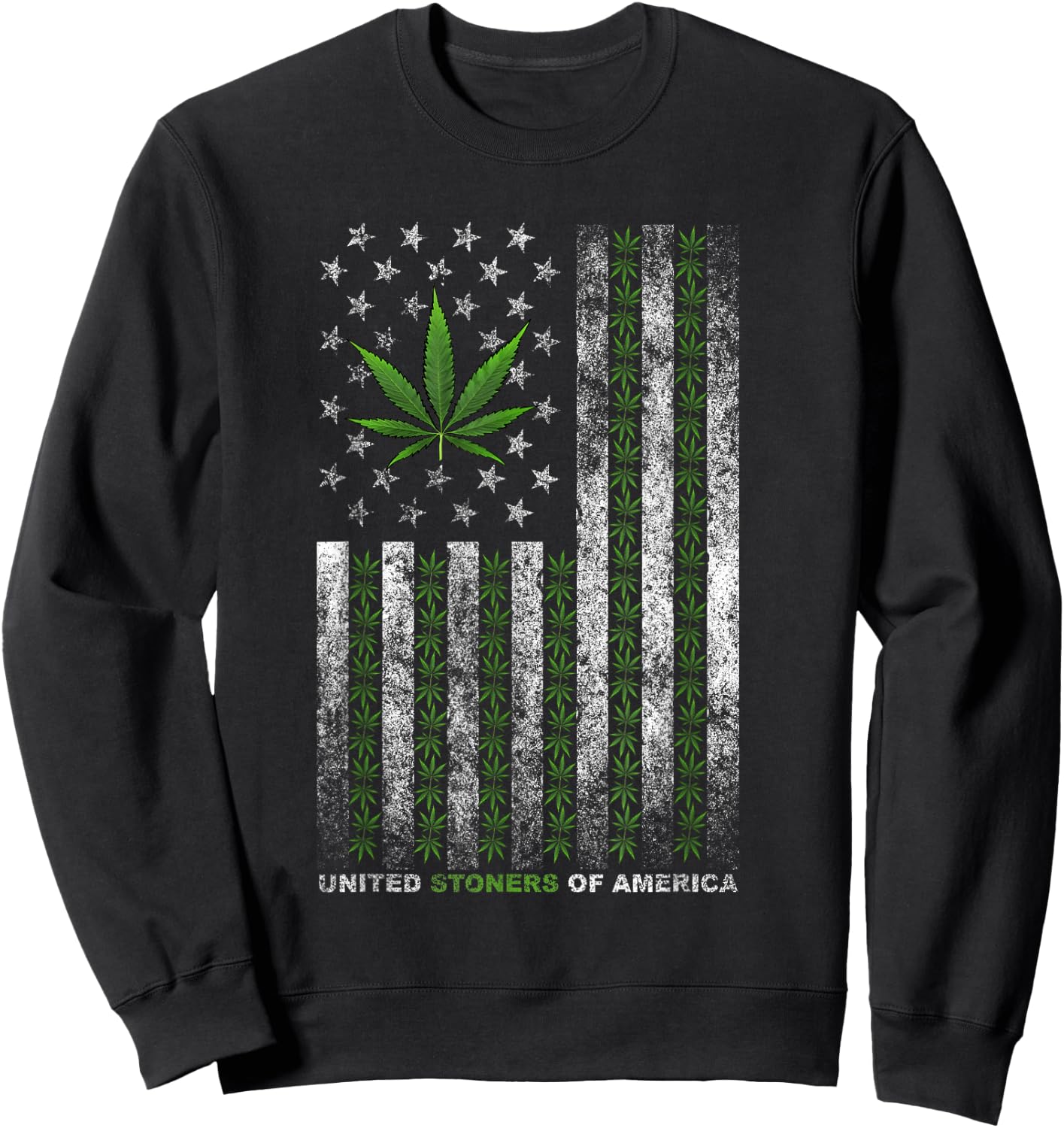 USA Flag Marijuana Leaf flag Weed United Stoners Of America Sweatshirt - Sweatshirt | Black