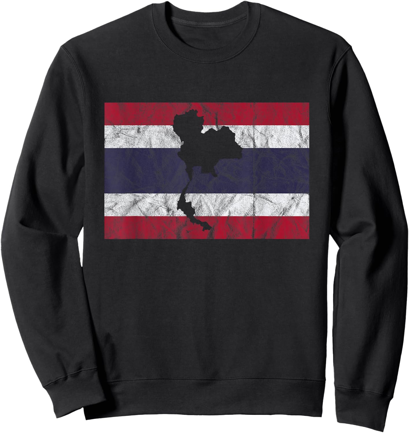 Thailand Thai Flag Outline Travel Holiday Asia Sweatshirt - Sweatshirt | Black