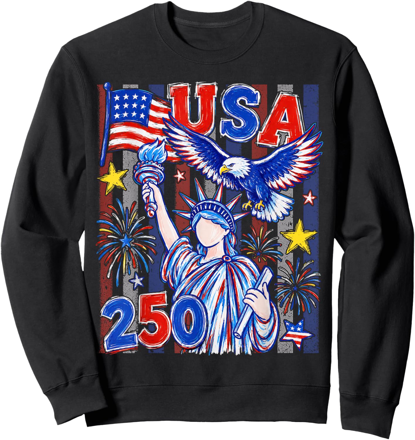 America Retro 250 Years 250th Anniversary USA 1776 2026 Sweatshirt - Sweatshirt | Black