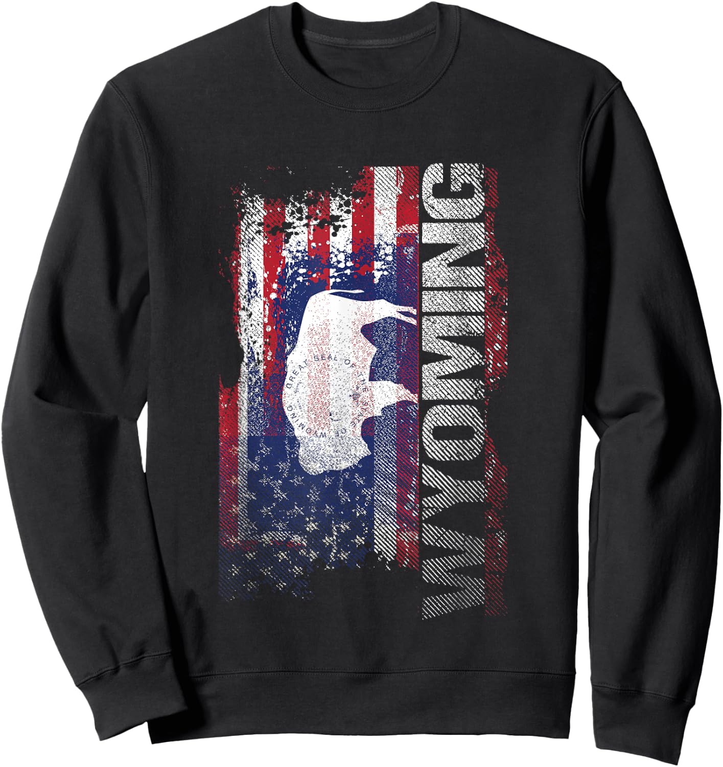 Wyoming State USA Flag Souvenir Gift Sweatshirt - Sweatshirt | Black