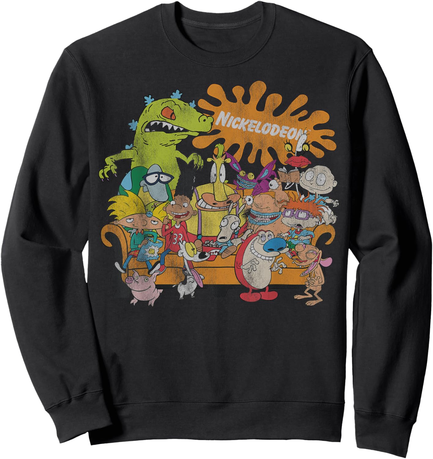 Nickelodeon Classic 90s Character Group Shot Sweatshirt - Sweatshirt | Black