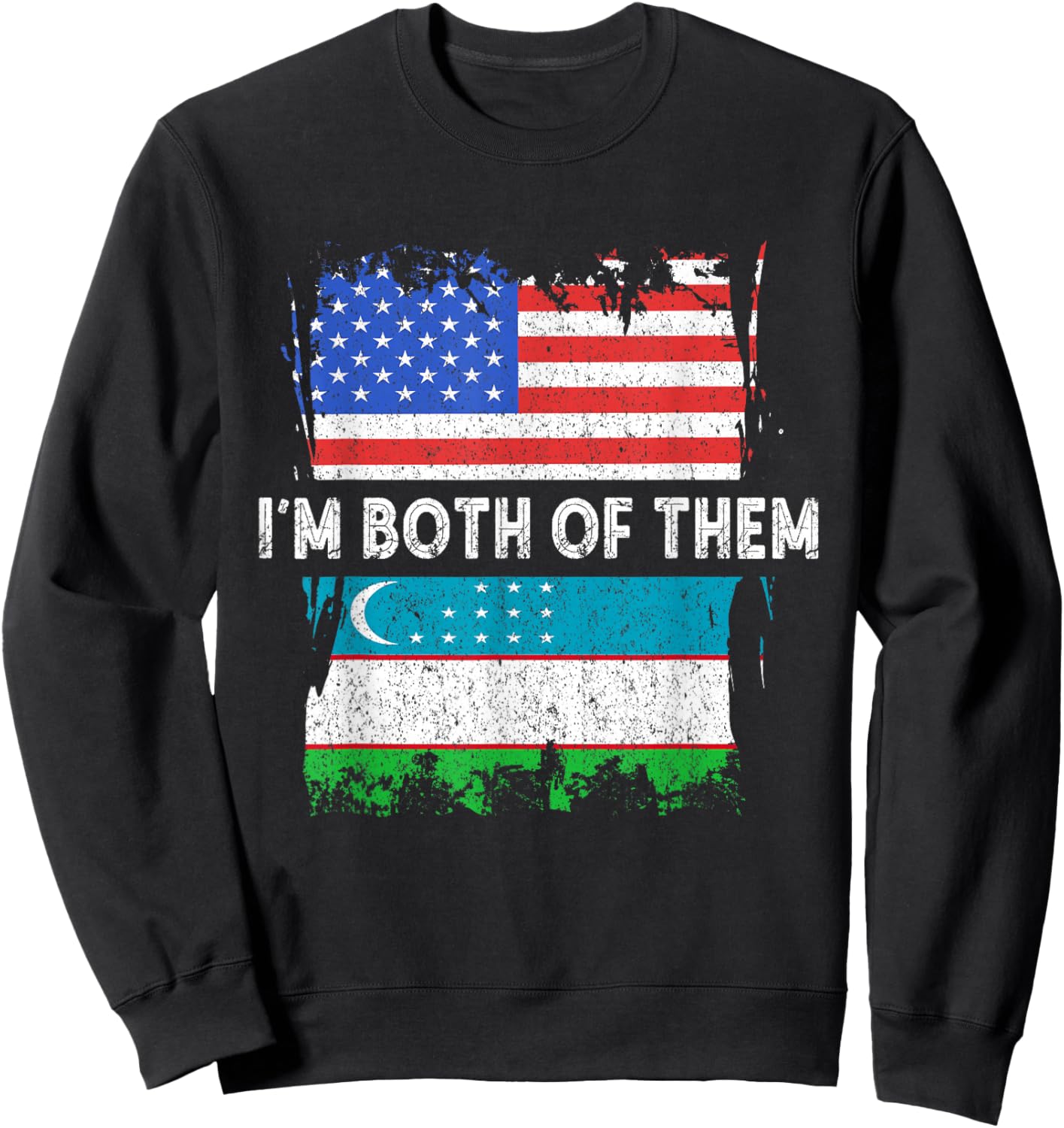 Uzbekistan Flag USA America I'm Both Of Them Uzbek Roots Sweatshirt - Sweatshirt | Black