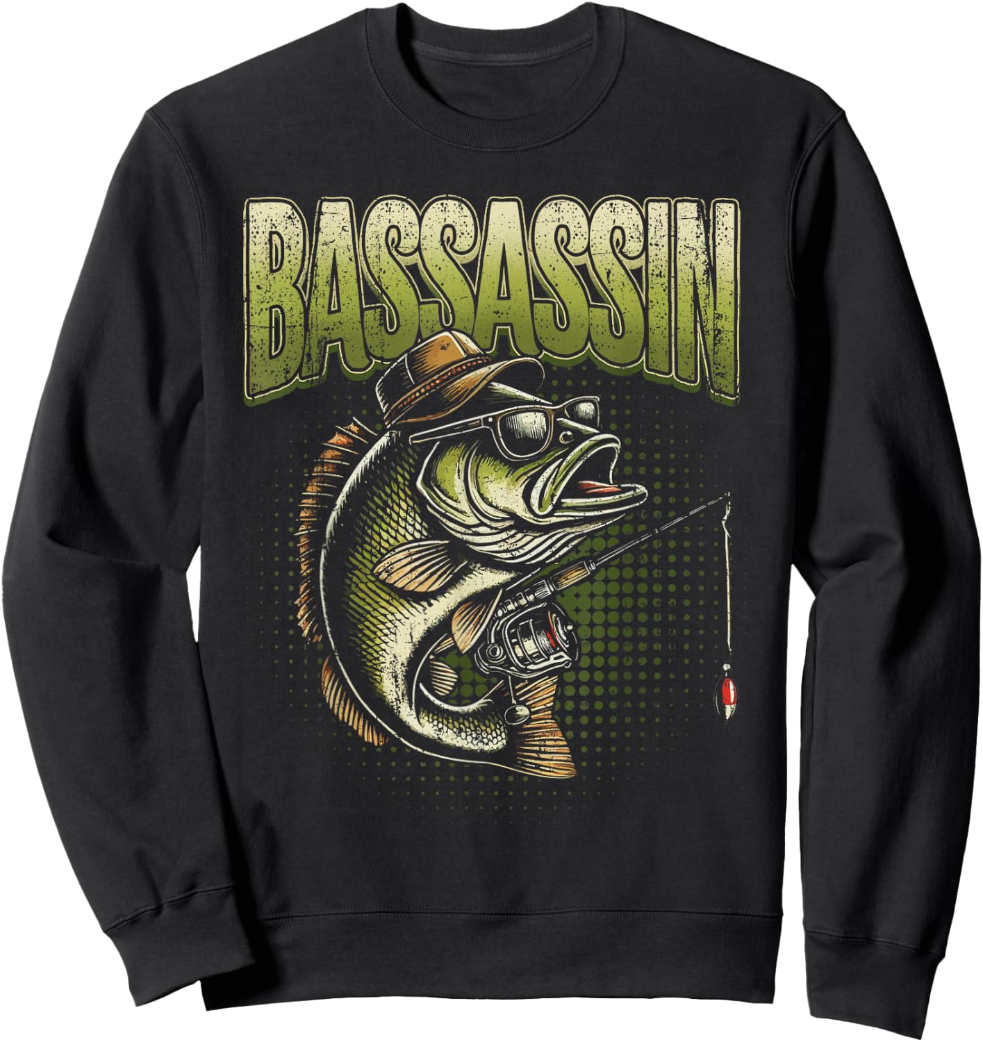 Funny Bass Fisherman Fishing meme Sweatshirt - Sweatshirt | Black