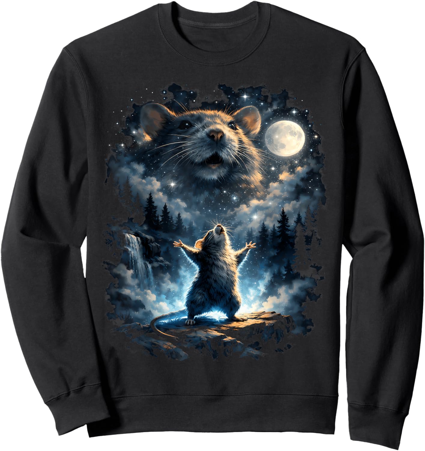 Rat Howling at Moon Sweatshirt - Sweatshirt | Black