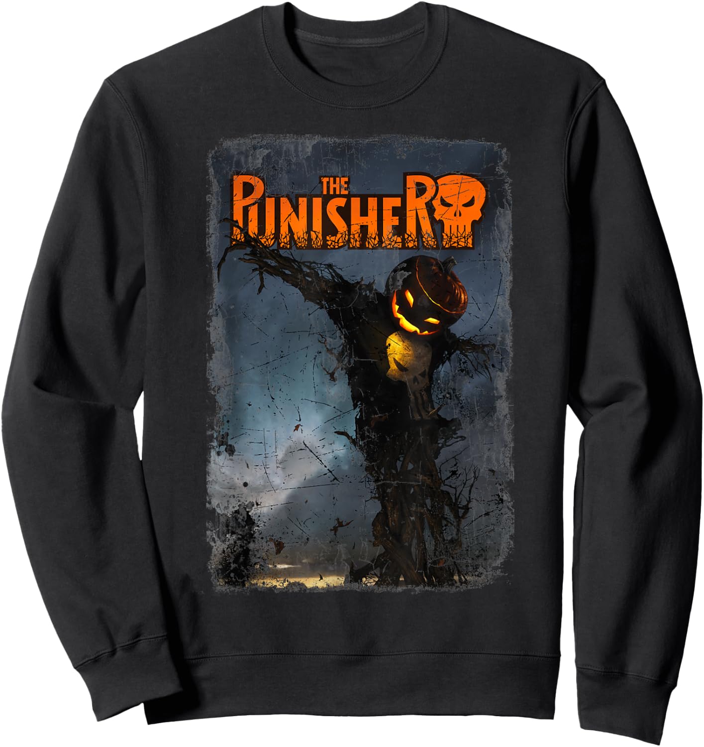 Marvel The Punisher Pumpkin Head Scarecrow Halloween Sweatshirt - Sweatshirt | Black