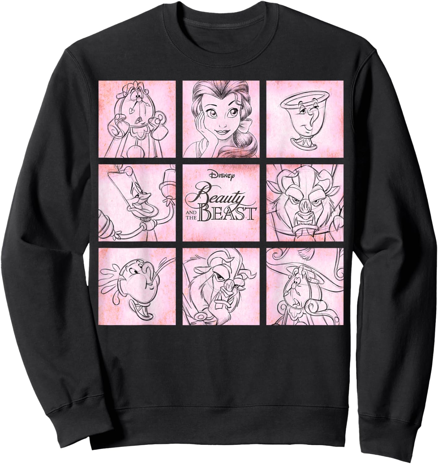 Disney Beauty and the Beast Panel Sketch Graphic Sweatshirt - Sweatshirt | Black