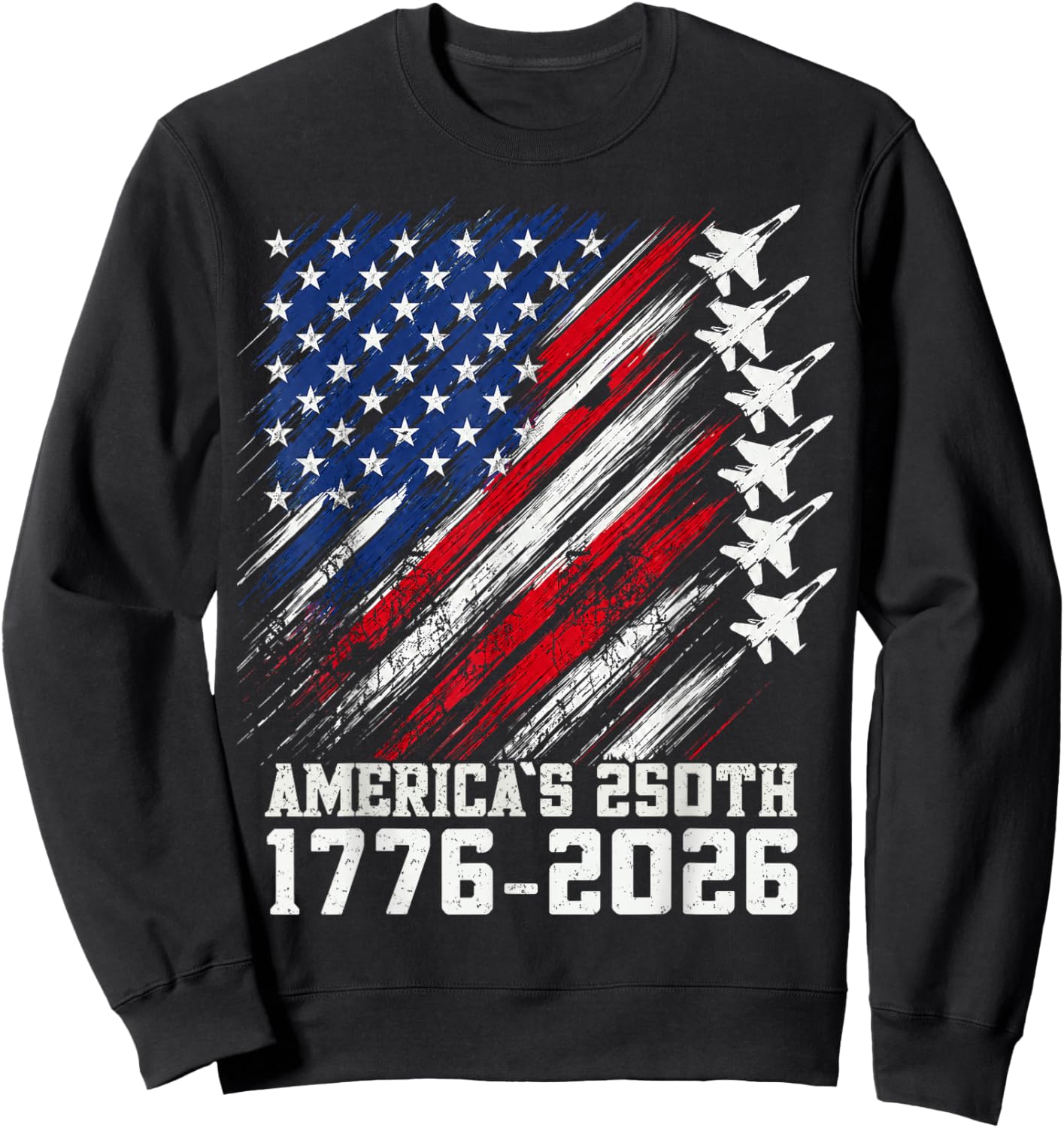 250 Year American Anniversary Fighter Jets 4th of July Boys Sweatshirt - Sweatshirt | Black