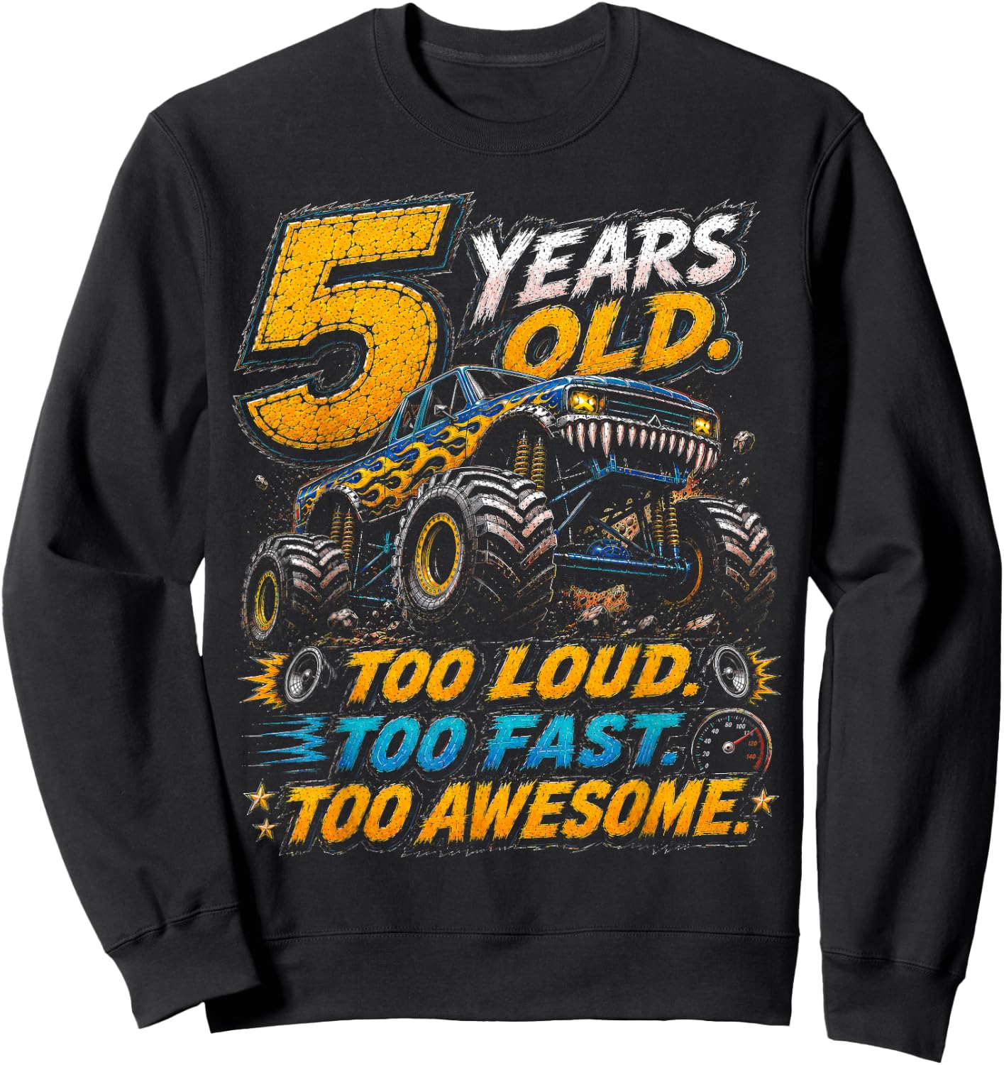 Monster Truck 5th Birthday Shirt 5 Year Old 5th Birthday Boy Sweatshirt - Sweatshirt | Black