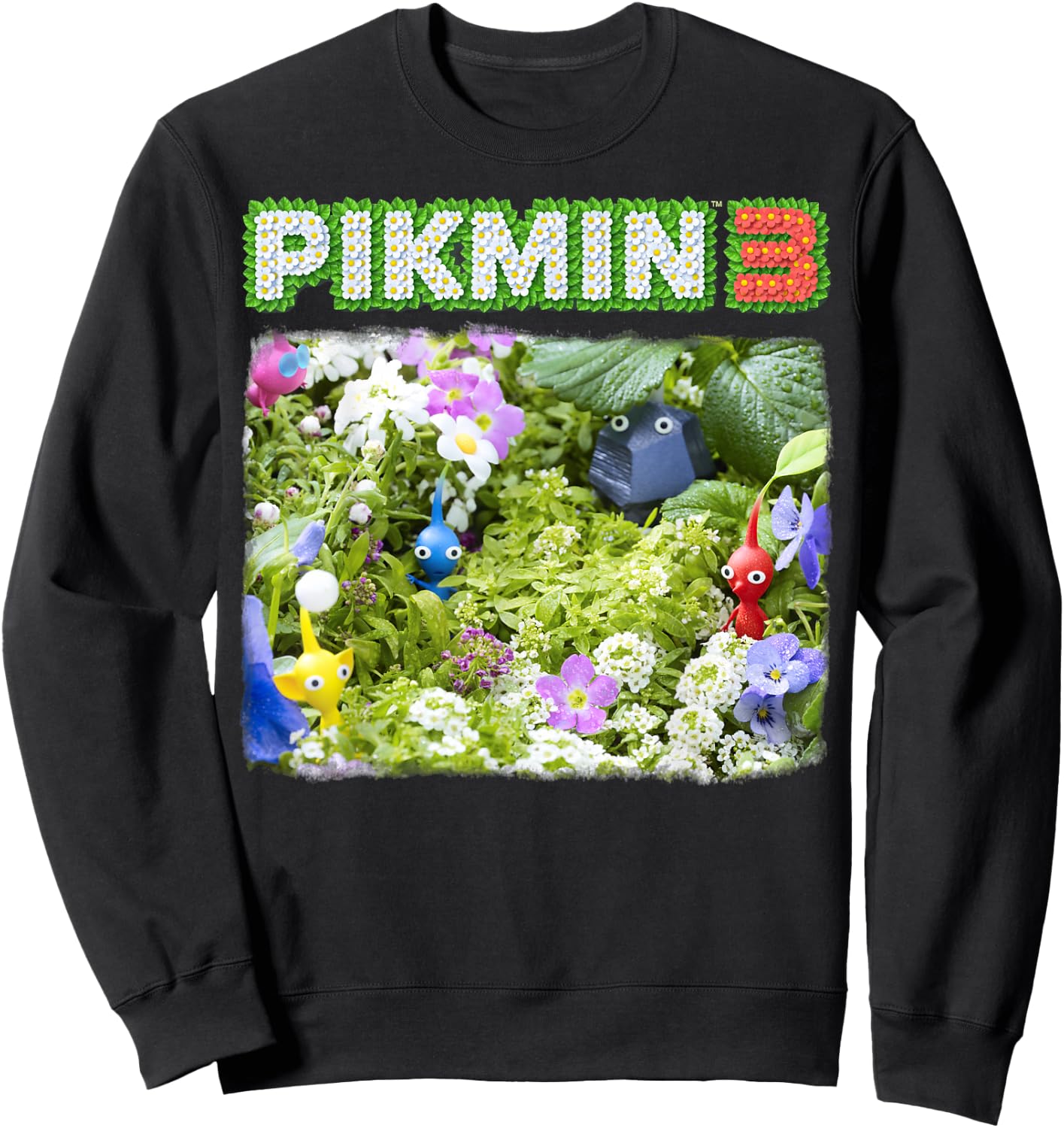Nintendo Pikmin 3 Floral Logo Poster Sweatshirt - Sweatshirt | Black