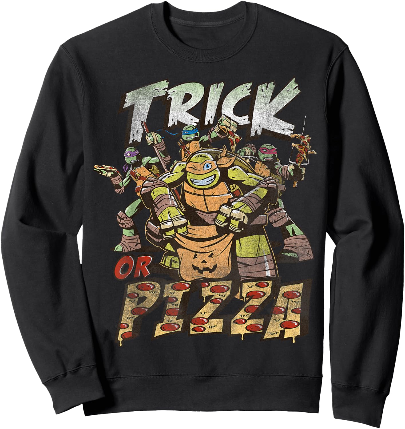 Teenage Mutant Ninja Turtles Halloween Trick Or Pizza Sweatshirt - Sweatshirt | Black