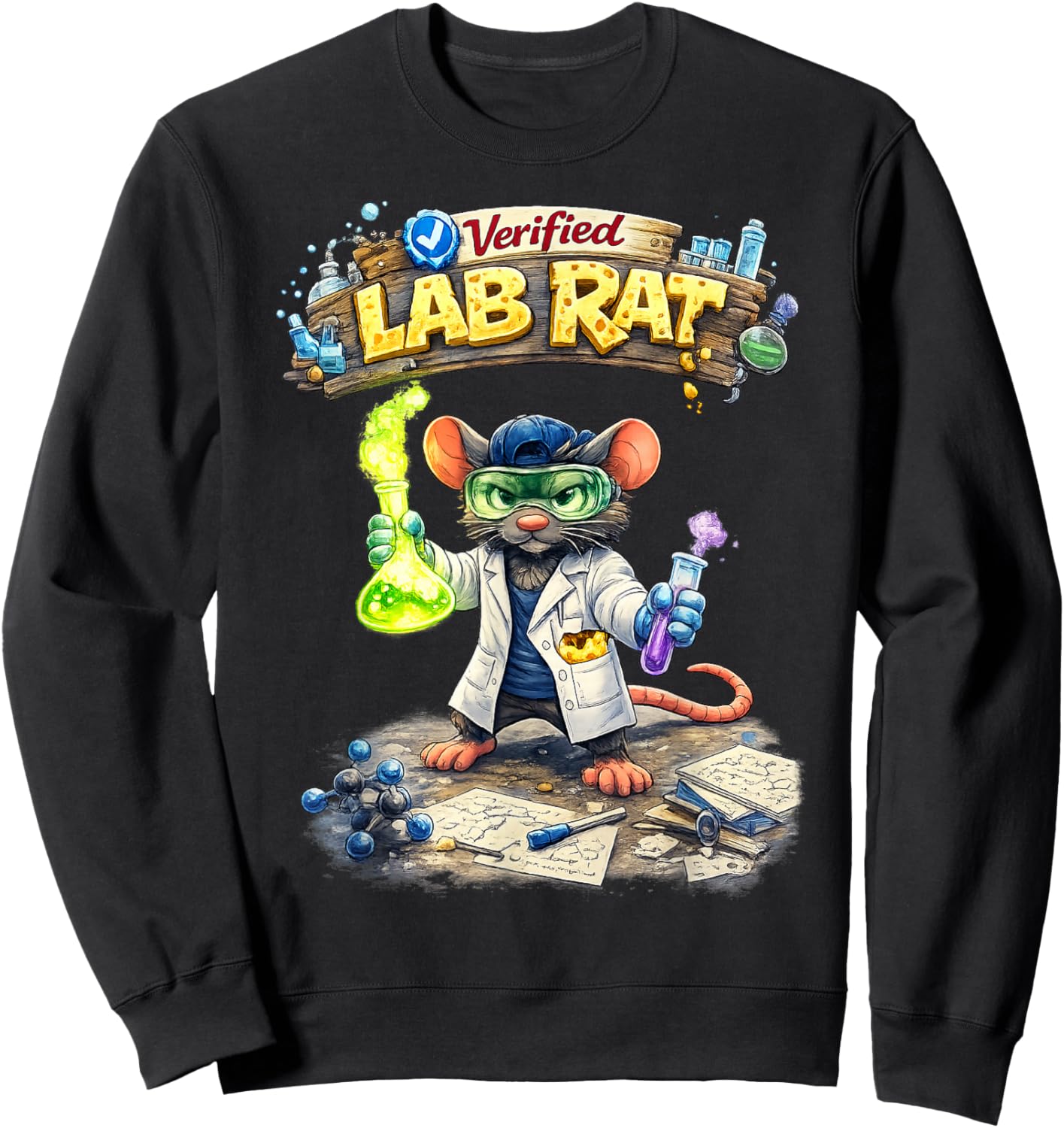 Verified Lab Rat - Funny Science Sweatshirt - Sweatshirt | Black