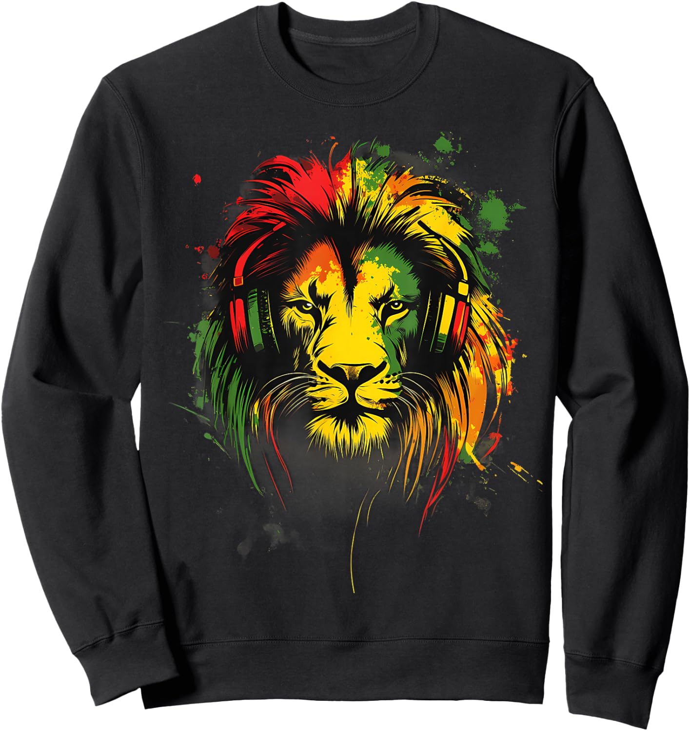 Rasta Reggae Music Lion Of Judah Jamaican Pride Jamaica Sweatshirt - Sweatshirt | Black