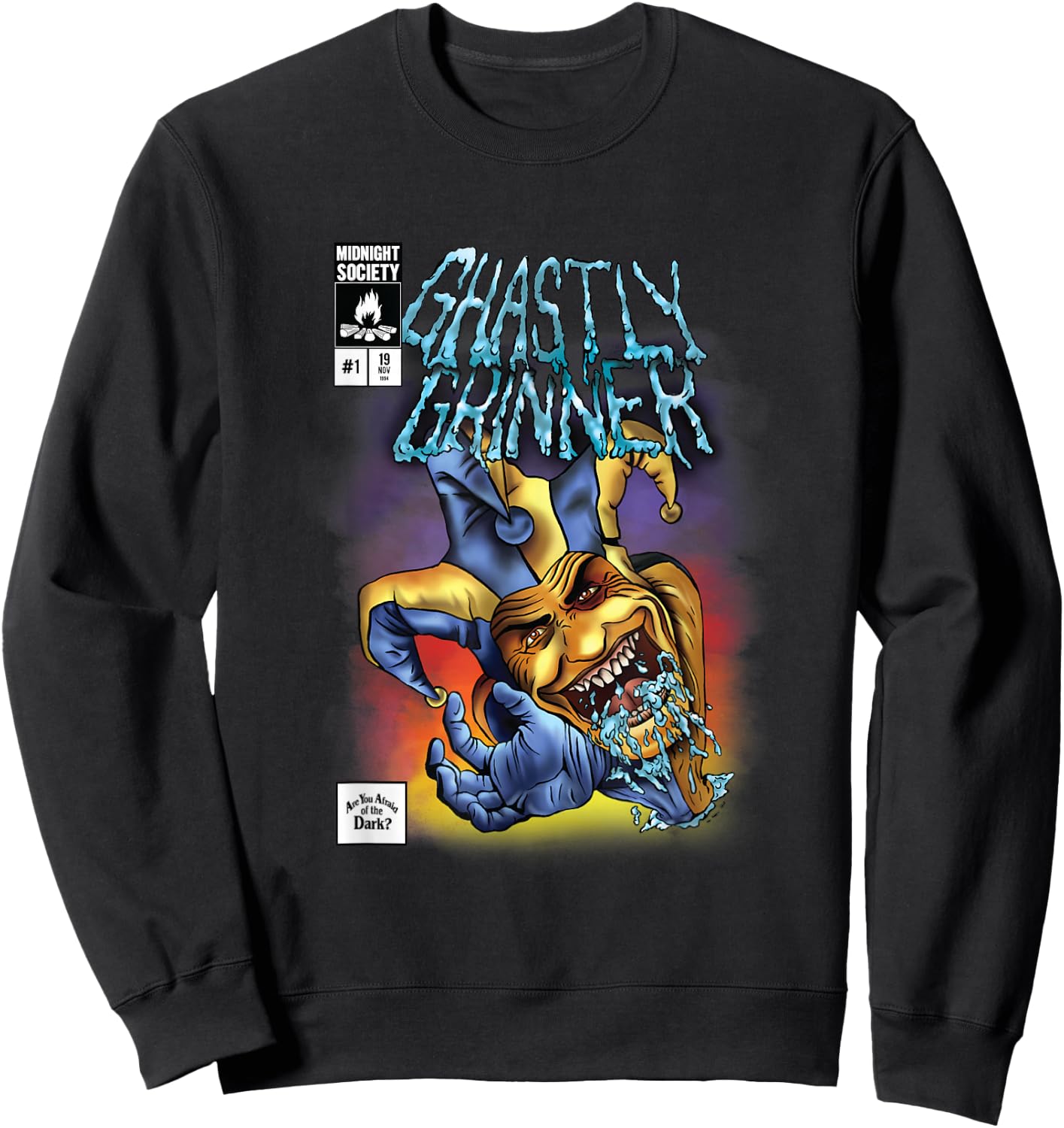 Ghastly Grinner Midnight Society Clown Saliva Sweatshirt - Sweatshirt | Black