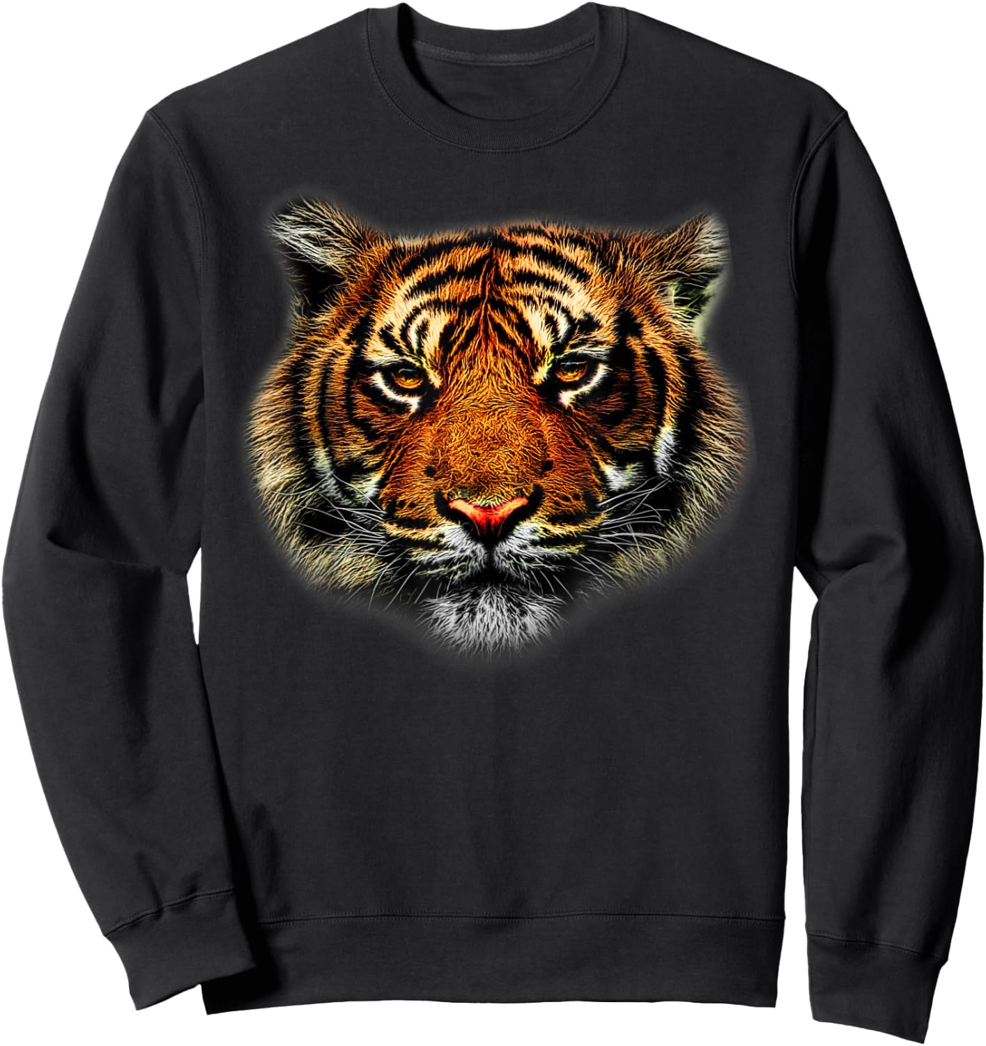 Tiger Eyes Animal Print Leopard Cheetah Head Lion Cat Shirt Women Kids Sweatshirt - Sweatshirt | Black