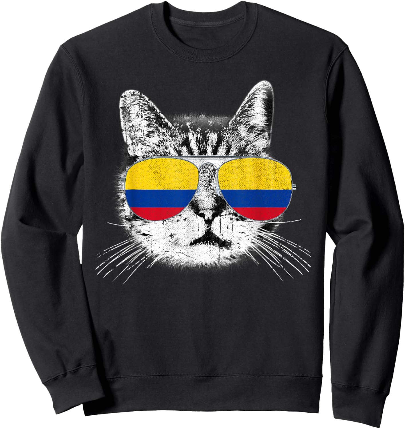 Colombia Flag Shirt Colombian Pride Cat Men Women Kids Gift Sweatshirt - Sweatshirt | Black
