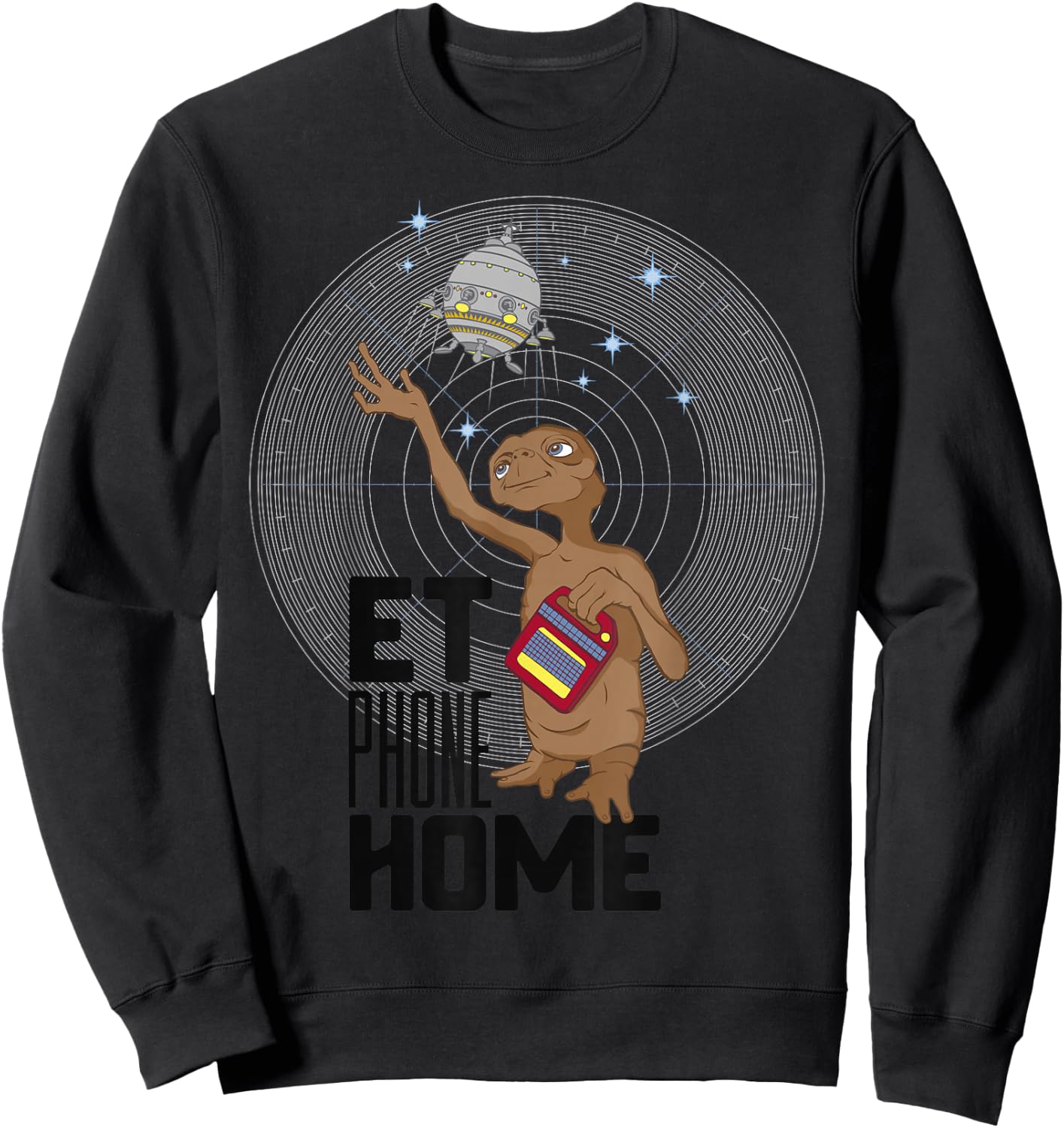 E.T. Phone Home Spaceship Flying Away Graphic Sweatshirt - Sweatshirt | Black