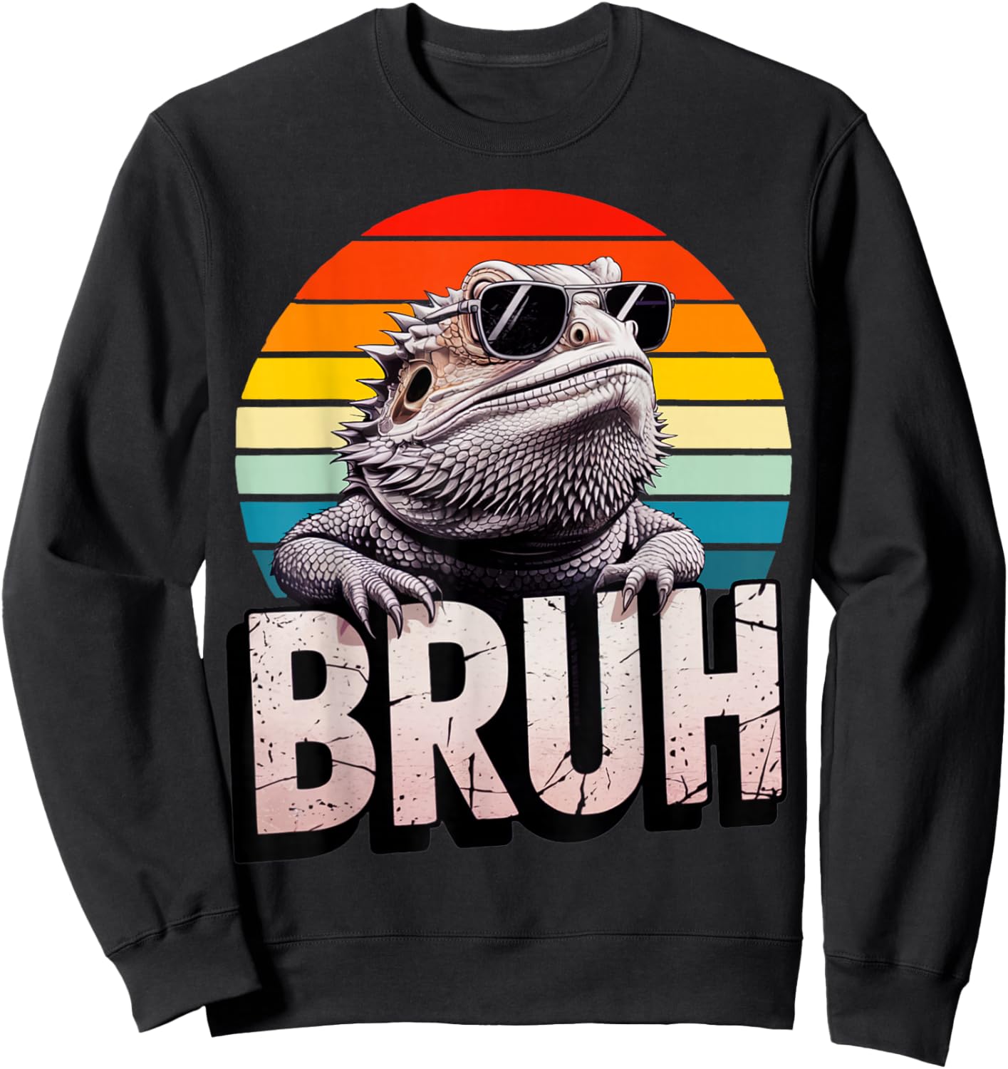 Gaming Bearded Dragon Bruh Retro Lizard Gamer Kids Boys Girl Sweatshirt - Sweatshirt | Black
