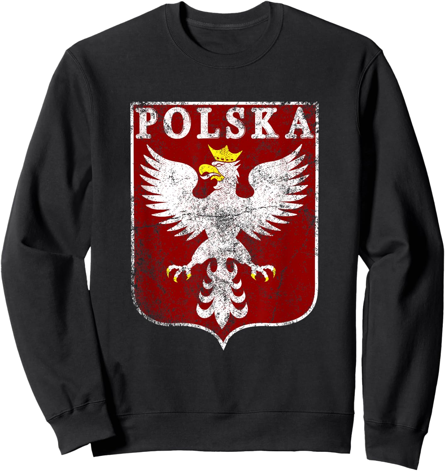 Polish Eagle Polish Crest Vintage Polska Eagle Poland Sweatshirt - Sweatshirt | Black