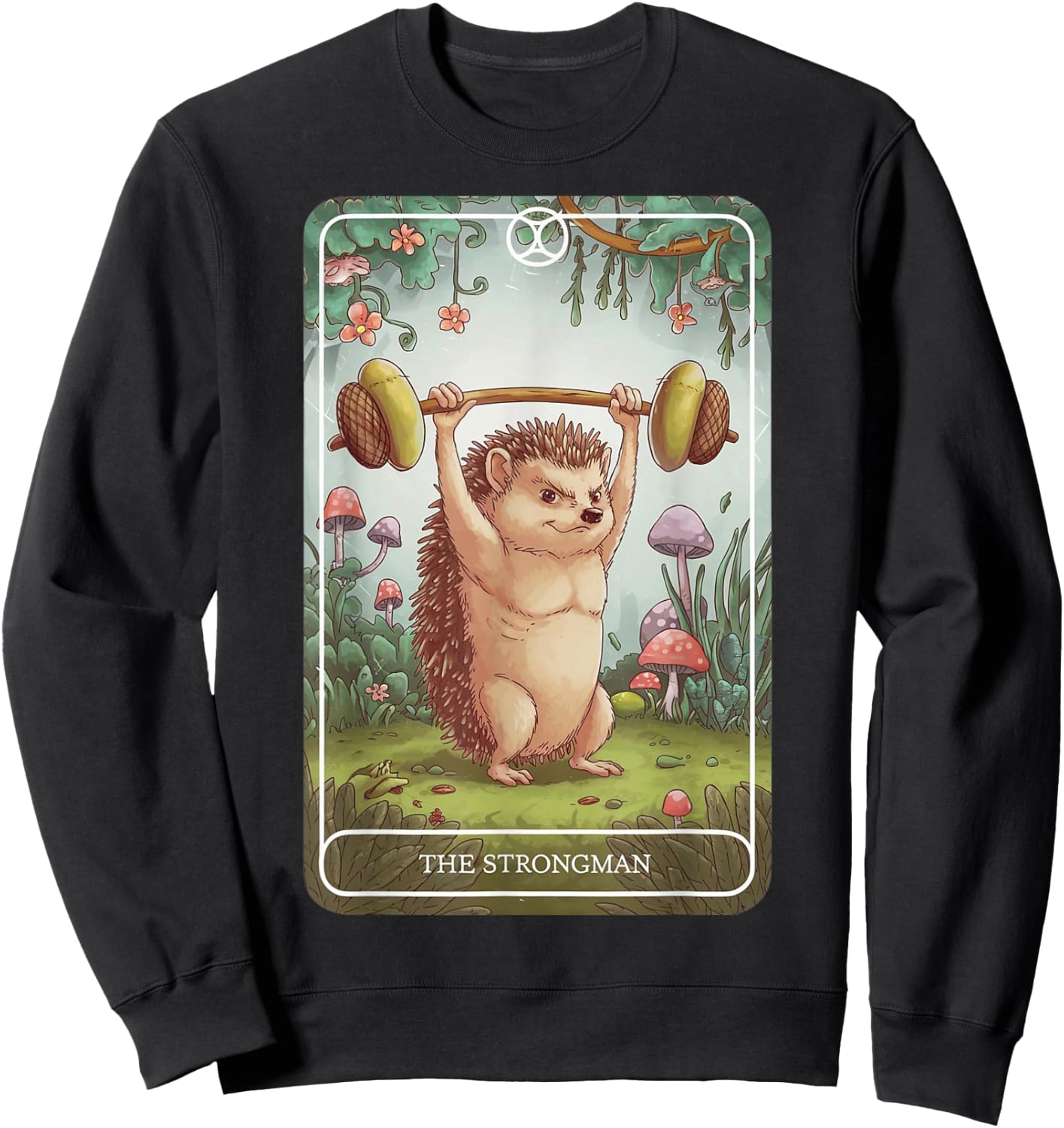 Tarot Card Hedgehog Strongman Lifting Workout Gym Fitness Sweatshirt - Sweatshirt | Black