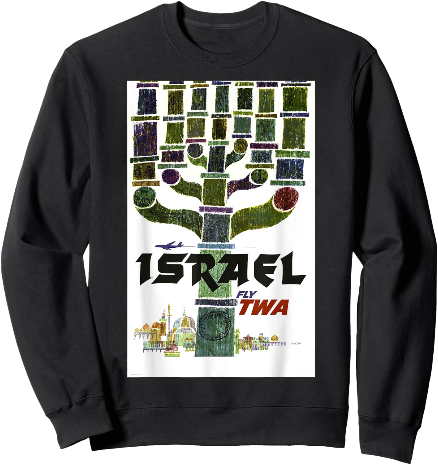 Fly TWA Israel Middle East Retro Vintage Sweatshirt - Sweatshirt | Black
