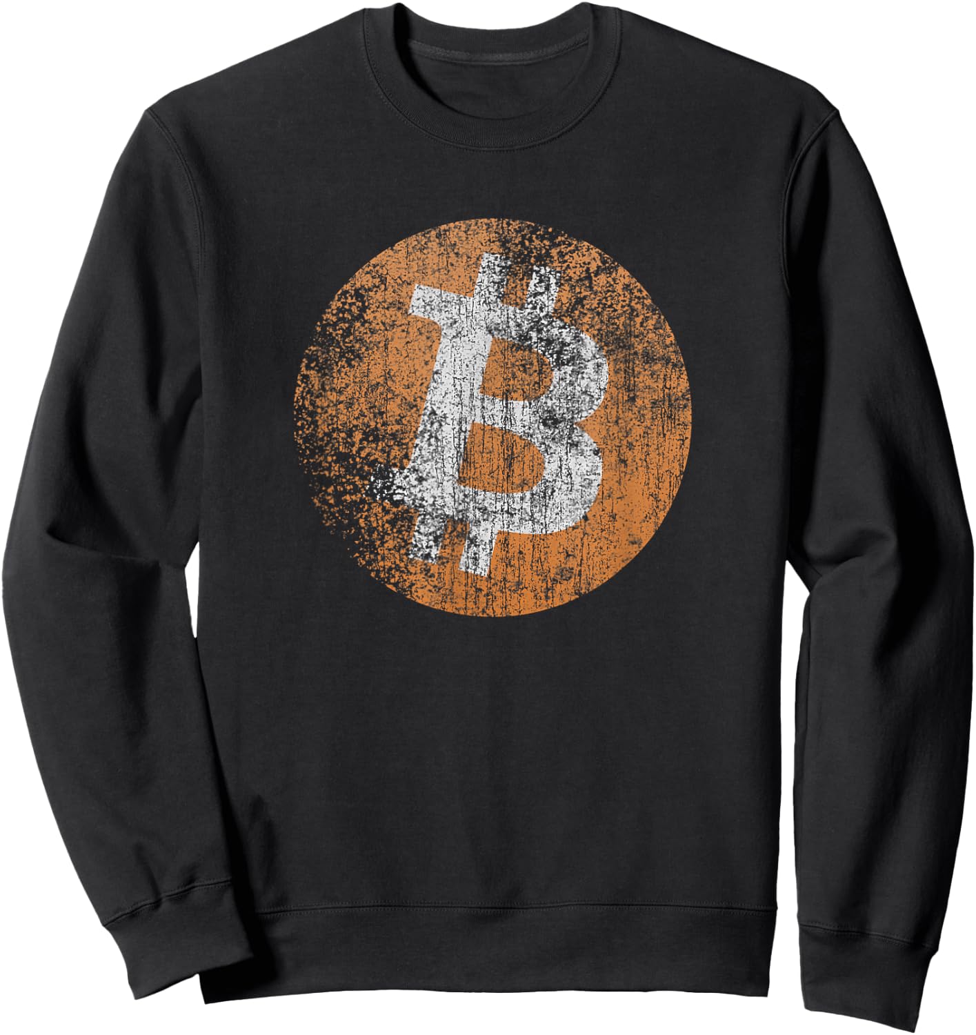 Vintage Distressed Bitcoin Logo Design, Retro Crypto, Money Sweatshirt - Sweatshirt | Black