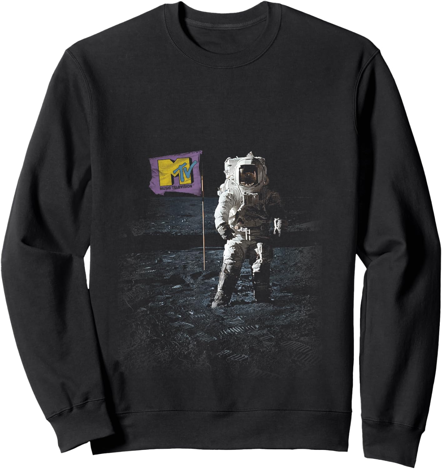 MTV Flag With Man On The Moon Sweatshirt - Sweatshirt | Black