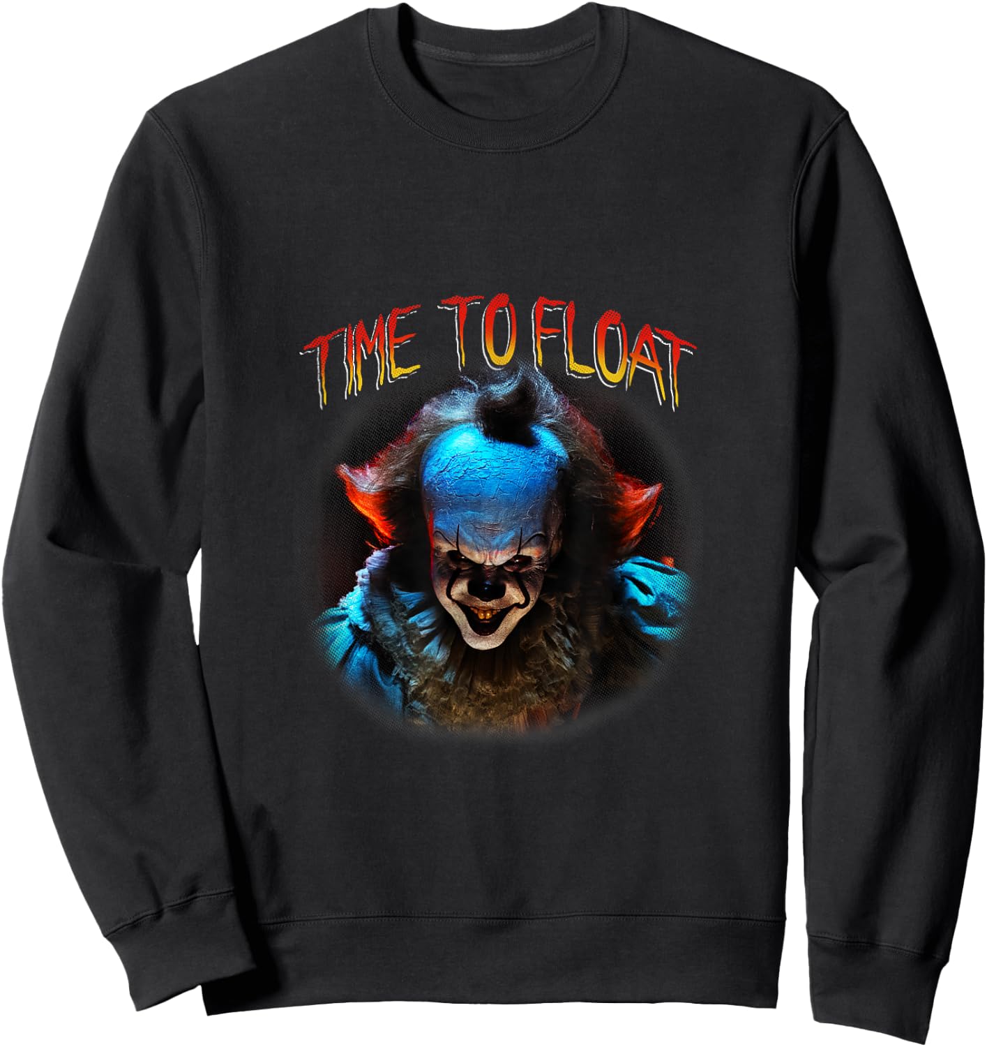 It Time To Float Creepy Pennywise Big Face Chest Portrait Sweatshirt - Sweatshirt | Black