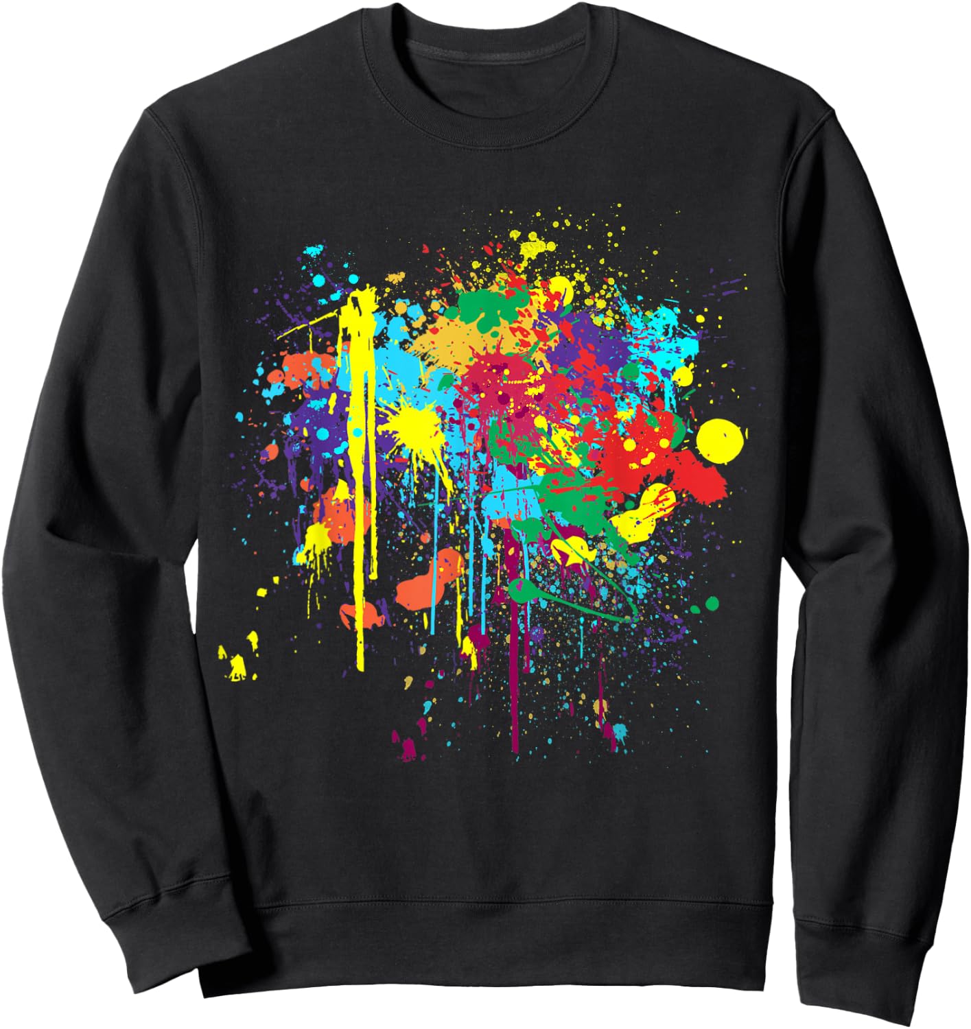 Colourful Messy Paint Splashed Sweatshirt - Sweatshirt | Black