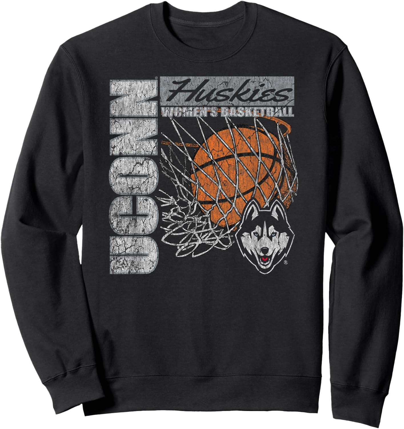 Connecticut Huskies Women's Basketball Vintage 90's Navy Sweatshirt - Sweatshirt | Black