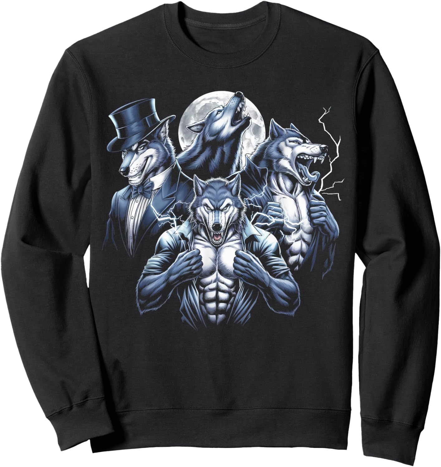Werewolf Alpha Wolf Meme Male Art Artwork Lycanthrope Sweatshirt - Sweatshirt | Black