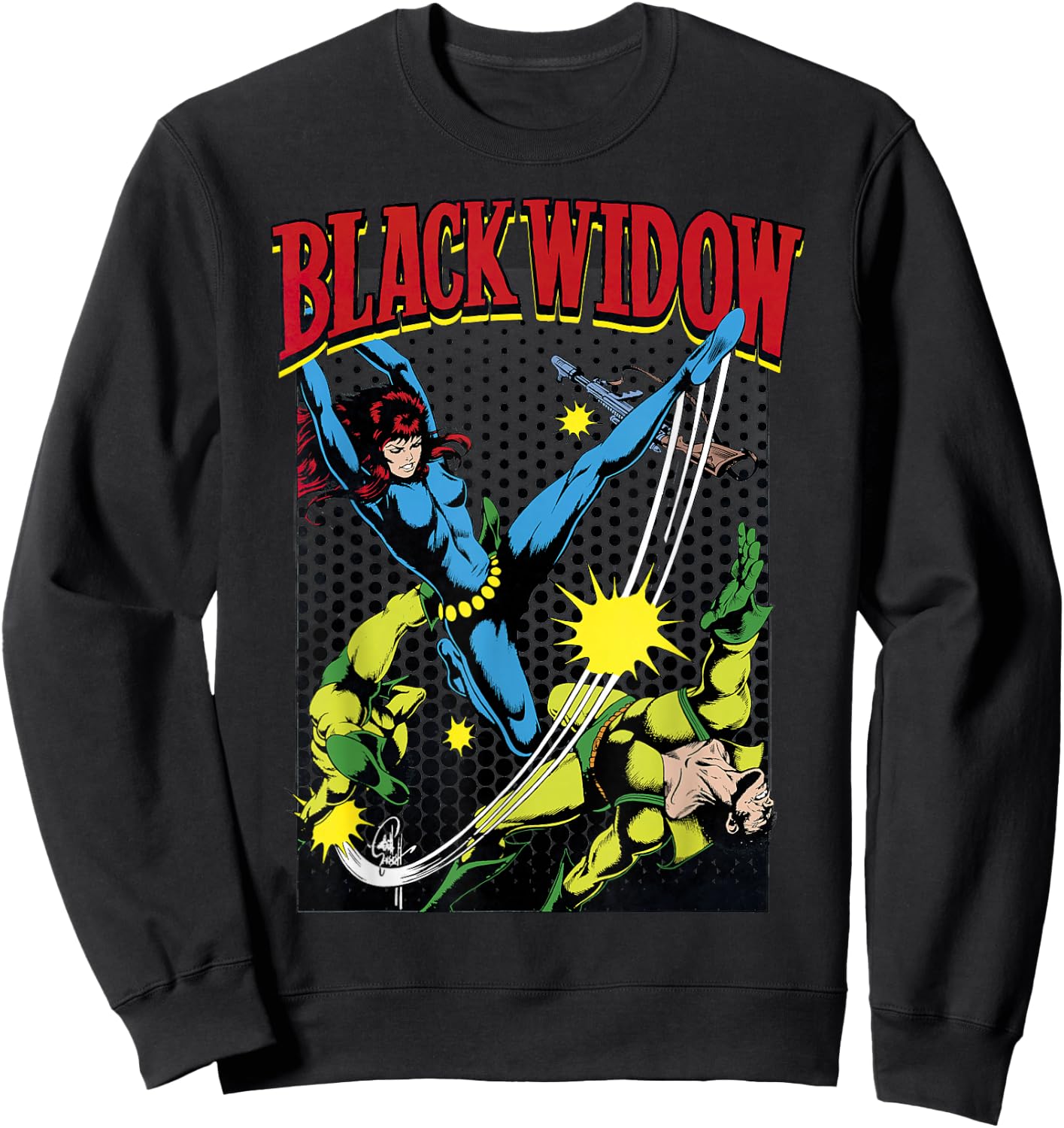 Marvel Black Widow Classic Retro Comic Swing Graphic Sweatshirt - Sweatshirt | Black
