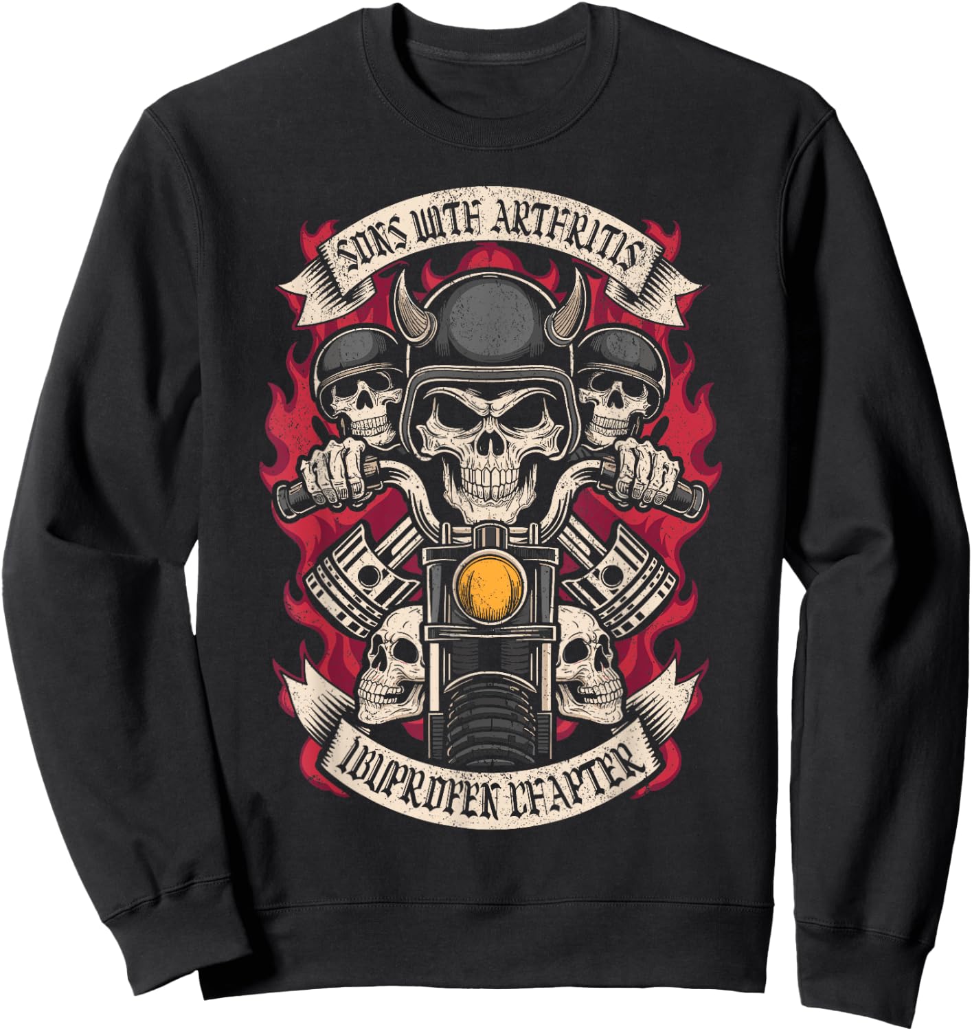 Sons with Arthritis Ibuprofen Chapter Skulls Motorcycle Men Sweatshirt - Sweatshirt | Black