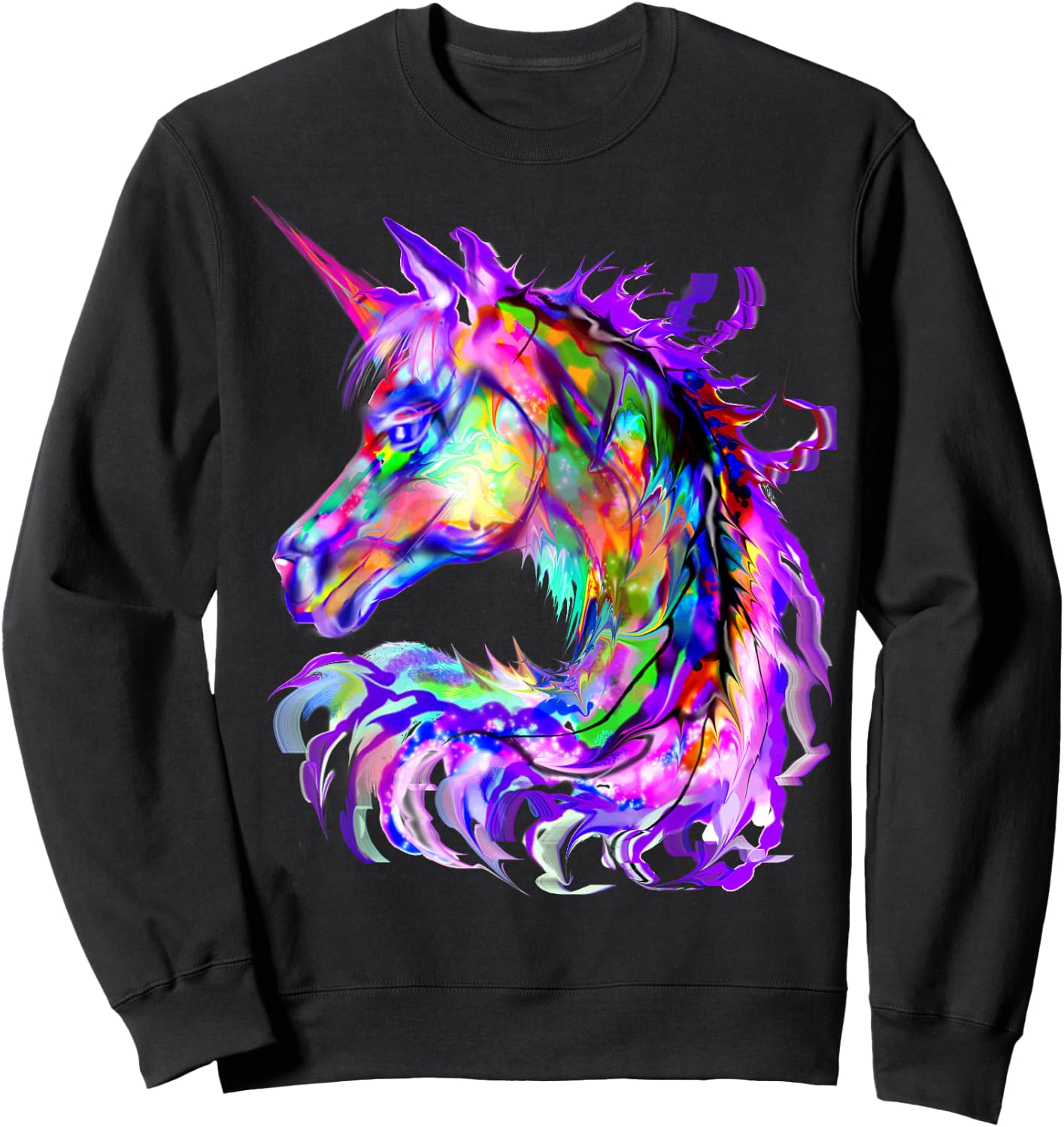 Purple Unicorn Gift Colorful Psychedelic kawaii Trippy alt Sweatshirt - Sweatshirt | Black