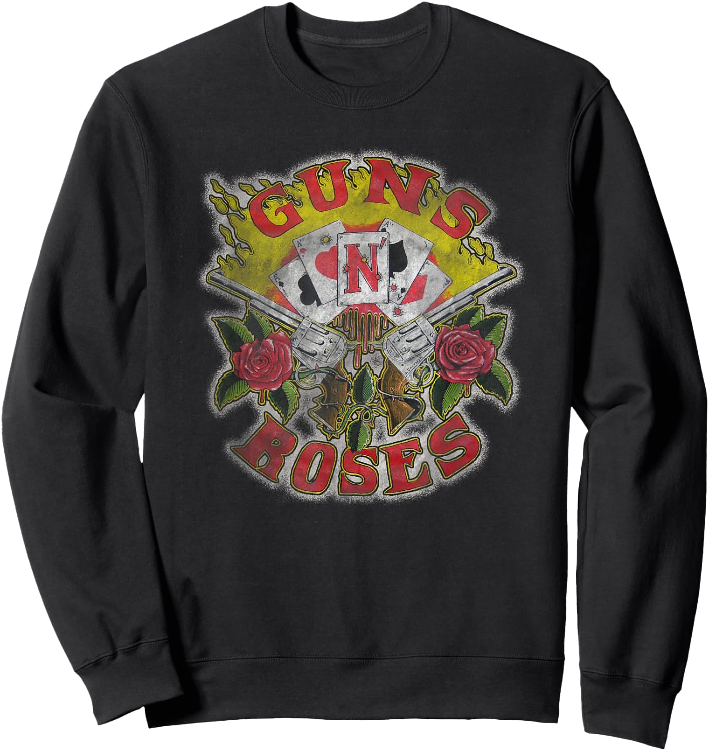 Guns N' Roses Official Cards Distress Small Sweatshirt - Sweatshirt | Black
