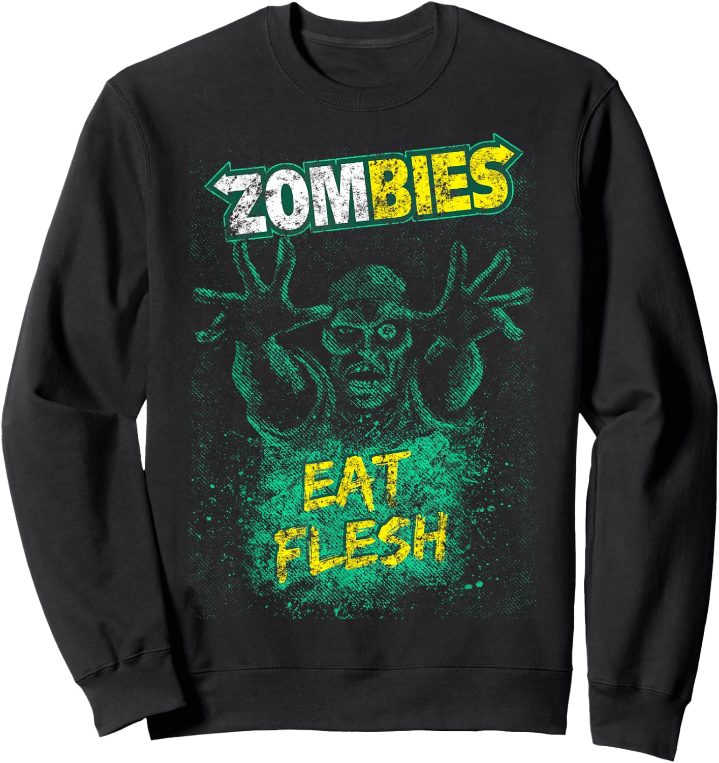 Funny Zombies Eat Flesh , Women & Kids Halloween Sweatshirt - Sweatshirt | Black