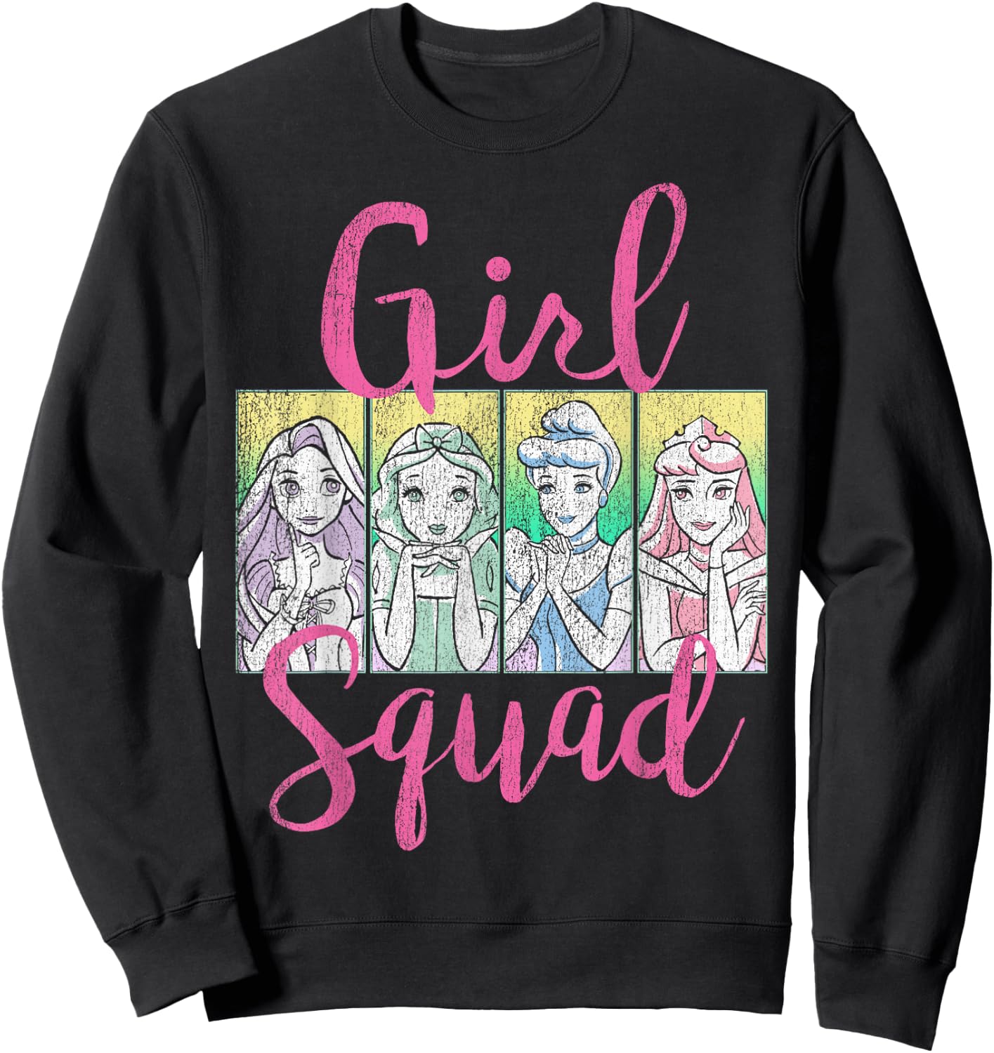Disney Princess Girls Squad Group Shot Retro Graphic Sweatshirt - Sweatshirt | Black