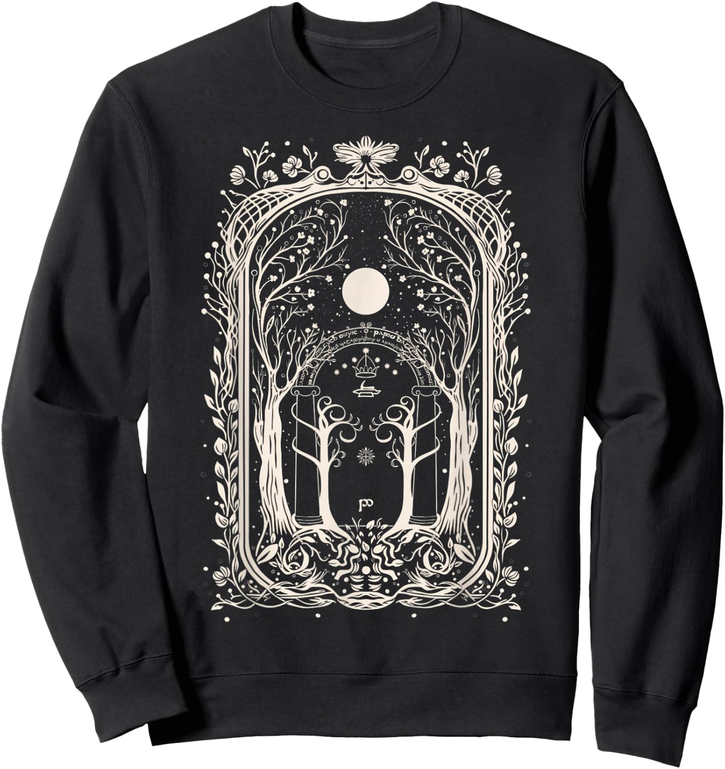 Fantasy Gate To Moria Goth Grunge Aesthetic Y2K Sweatshirt - Sweatshirt | Black