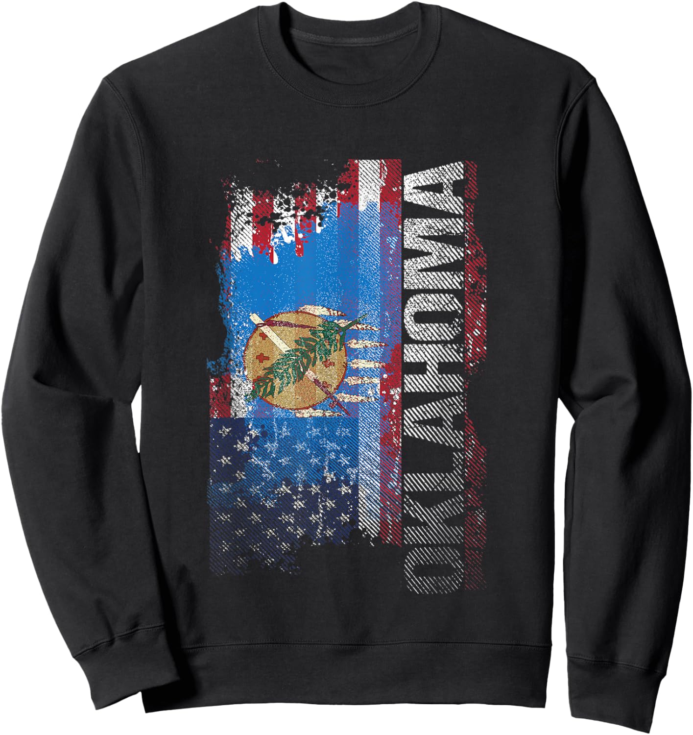 Oklahoma State USA Flag Souvenir Gift Women Kids Men Sweatshirt - Sweatshirt | Black