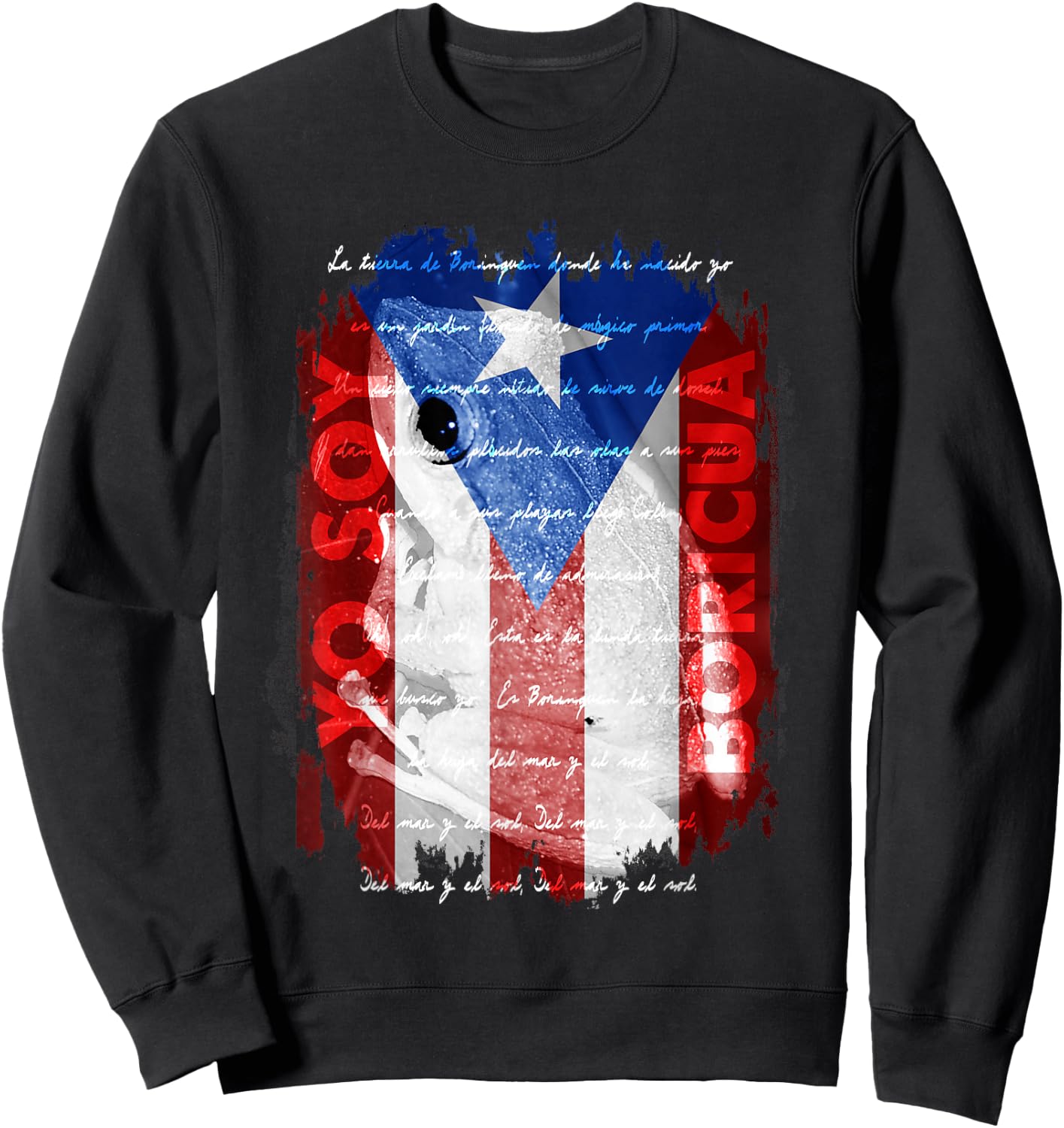 Coqui Shirt, Yo Soy Boricua Puerto Rico Flag Wepa Taino Art Sweatshirt - Sweatshirt | Black