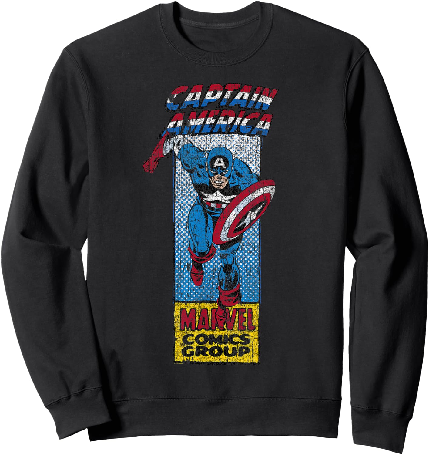 Marvel Captain America Avengers Retro Comic Strip Sweatshirt - Sweatshirt | Black