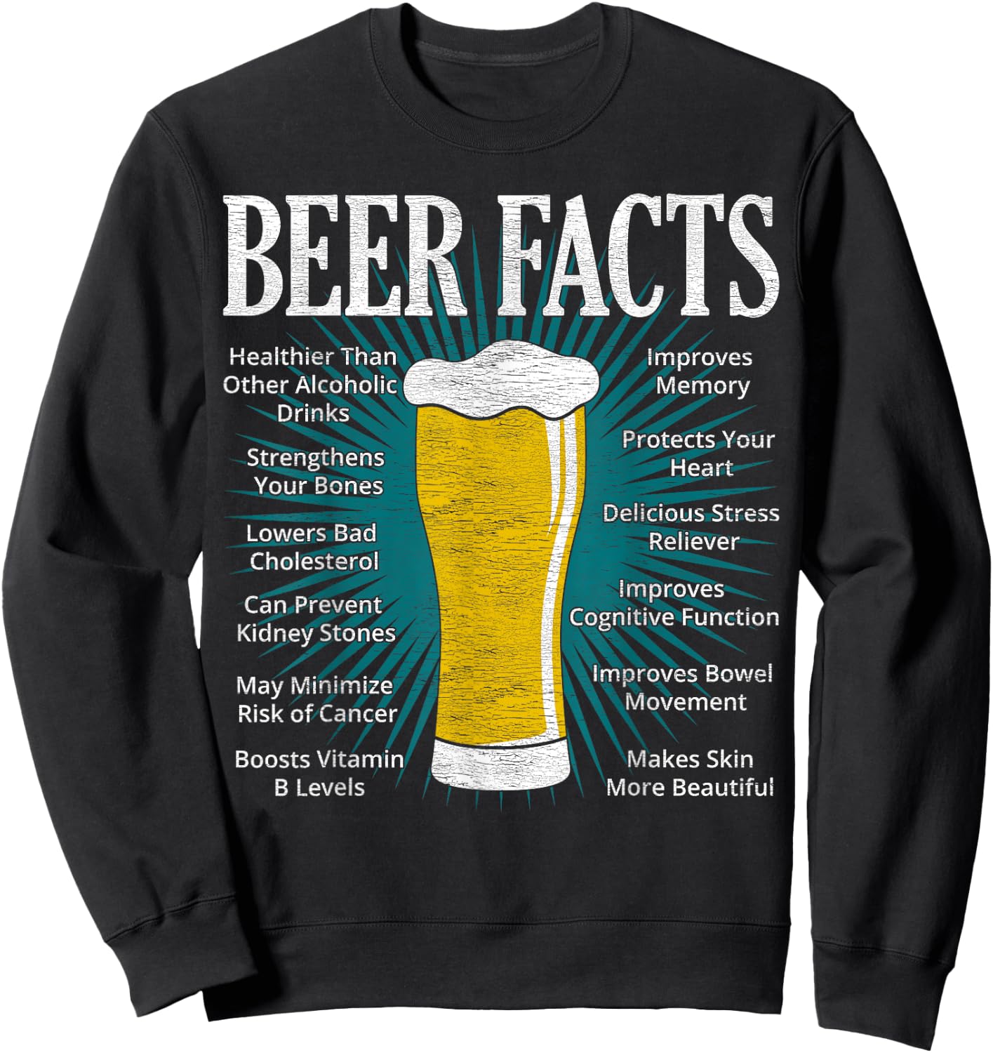 Beer Facts Beer Lover Funny Sweatshirt - Sweatshirt | Black