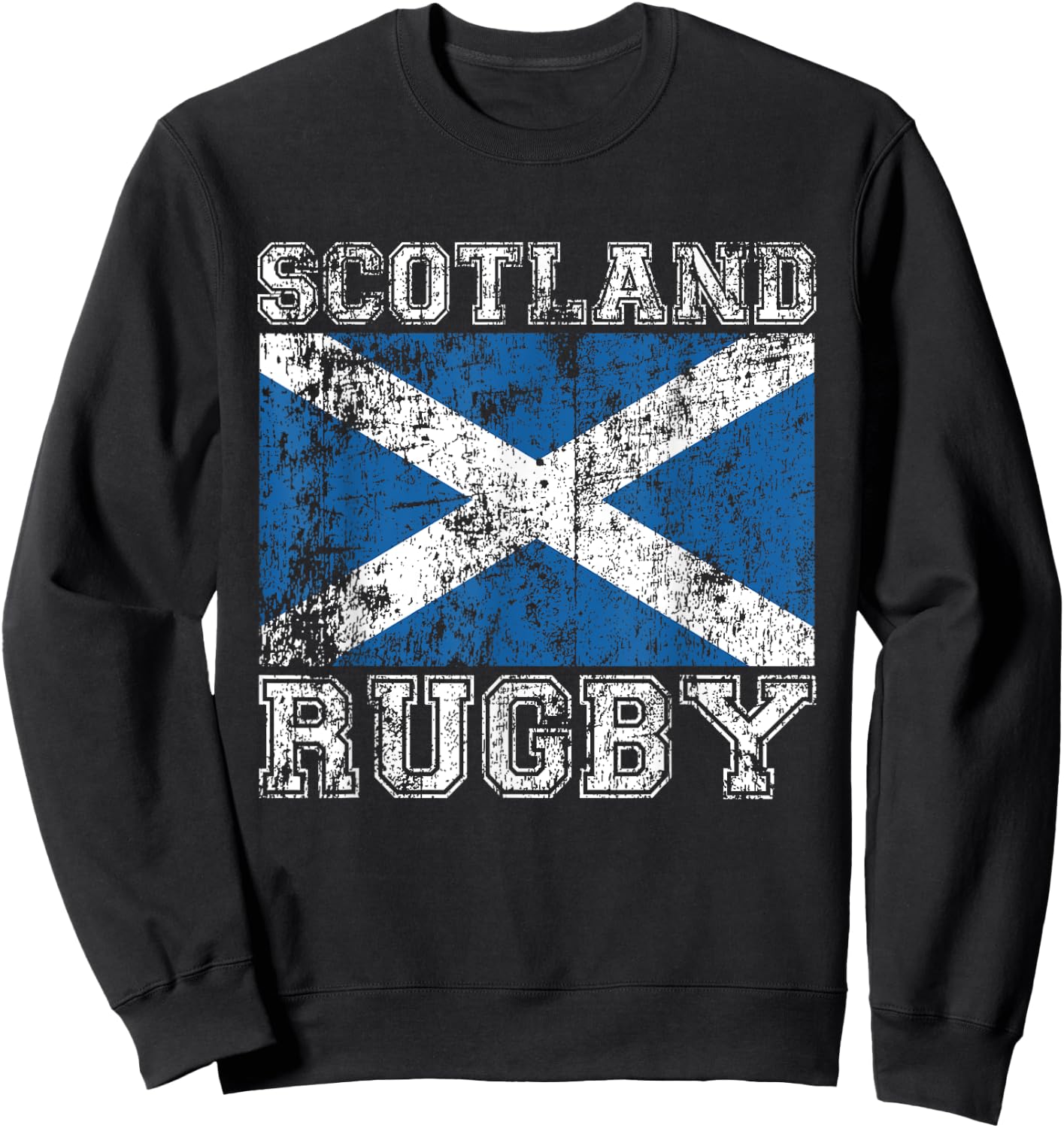 Scotland Rugby - Vintage Style Saltire Scottish Flag Sweatshirt - Sweatshirt | Black